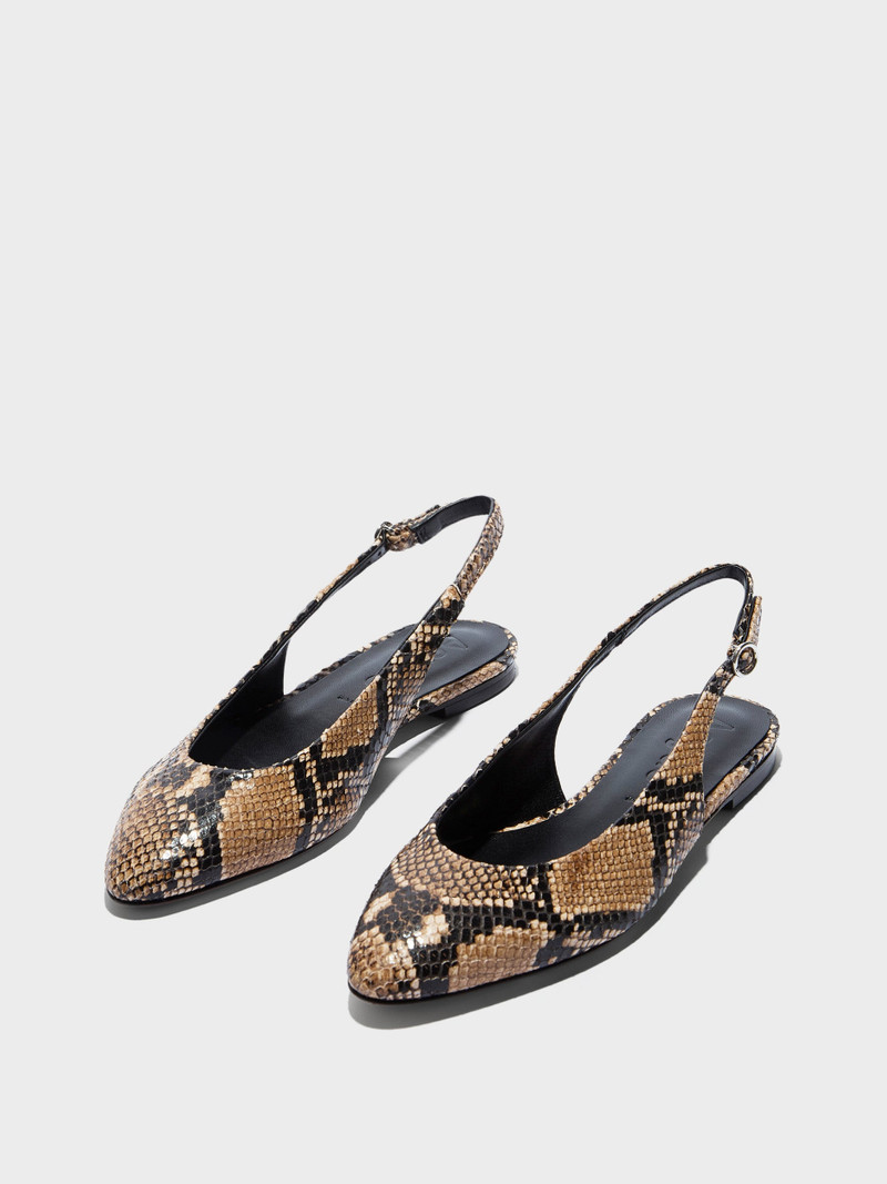 Amelia Snake Print Slingback Flats 3