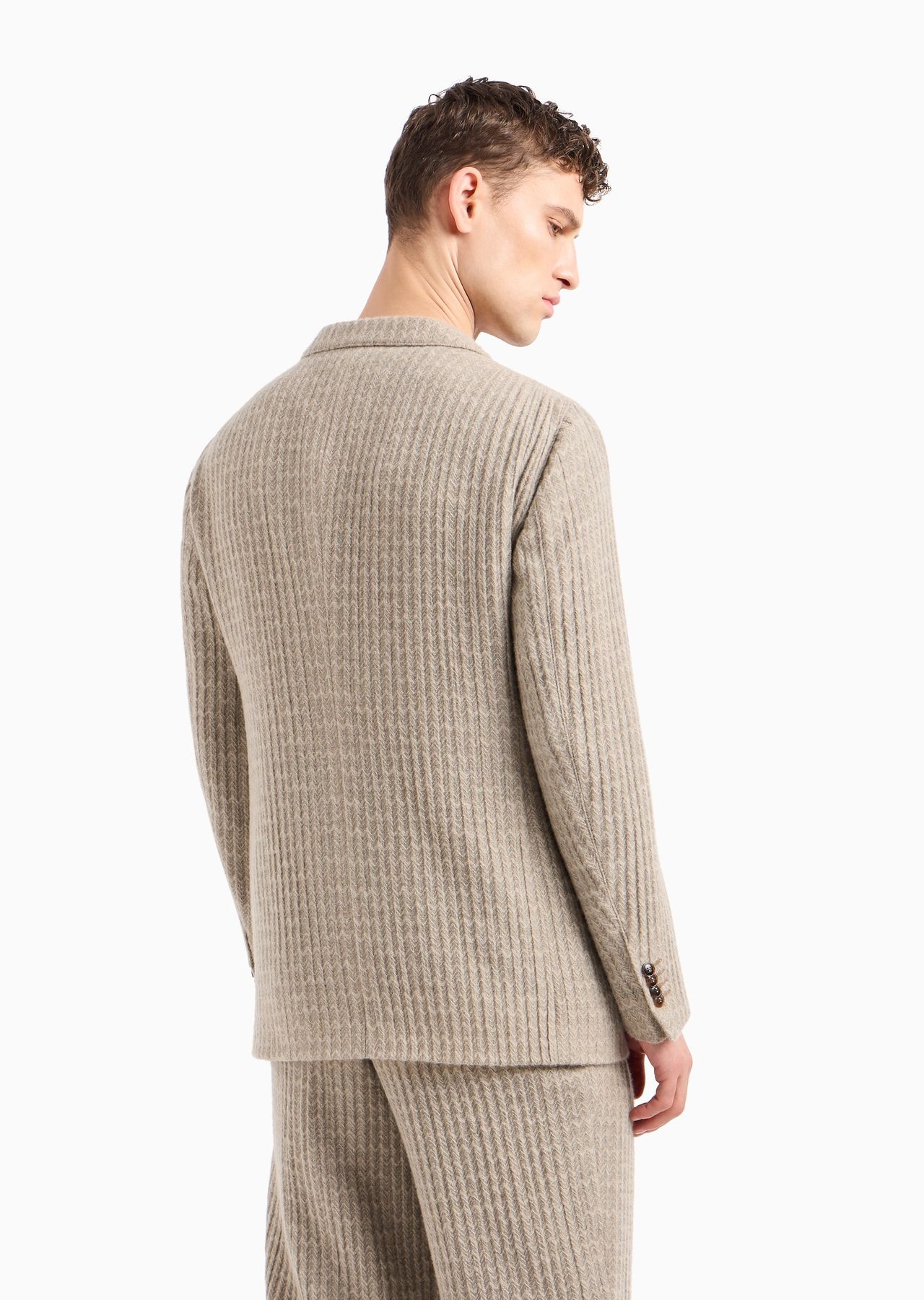 Upton line double-breasted jacket in cashmere and silk jacquard - 3