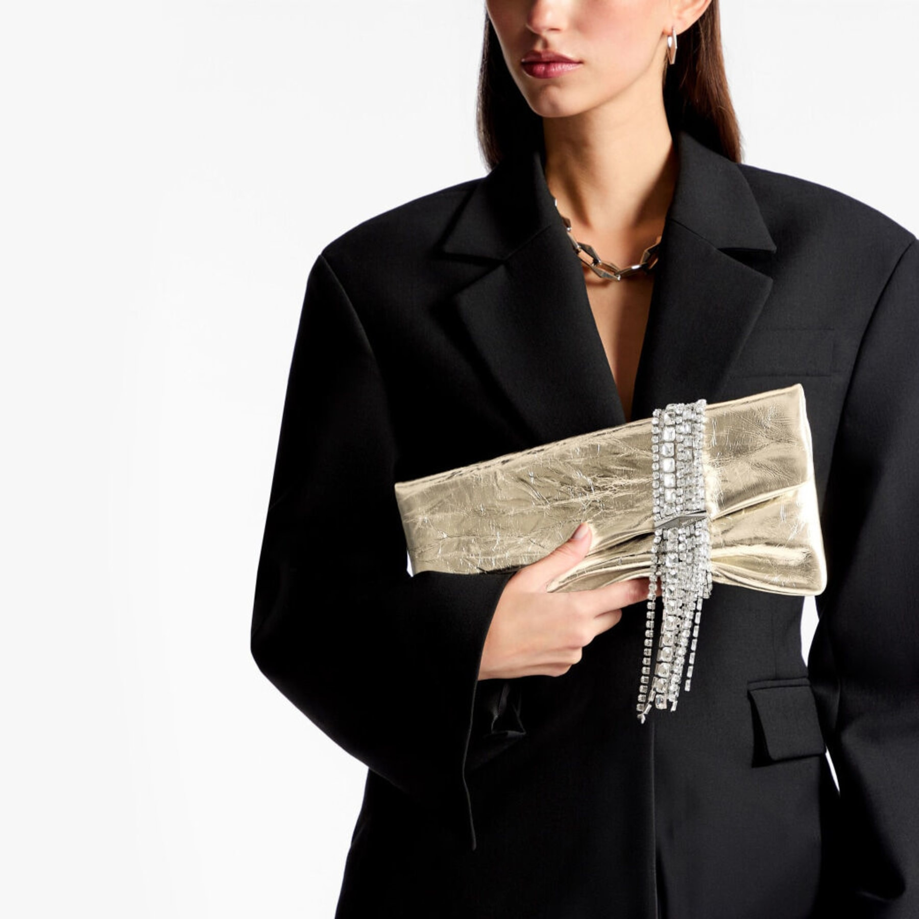 Zandra
Platinum Vintage Metallic Leather Clutch Bag - 2