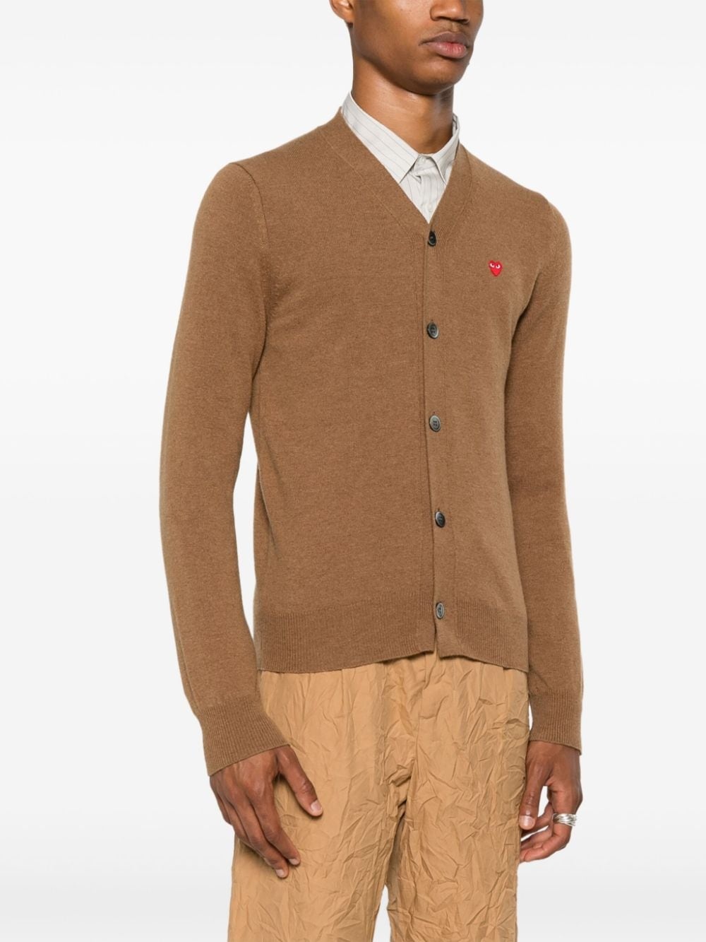 Heart-patch wool cardigan - 4