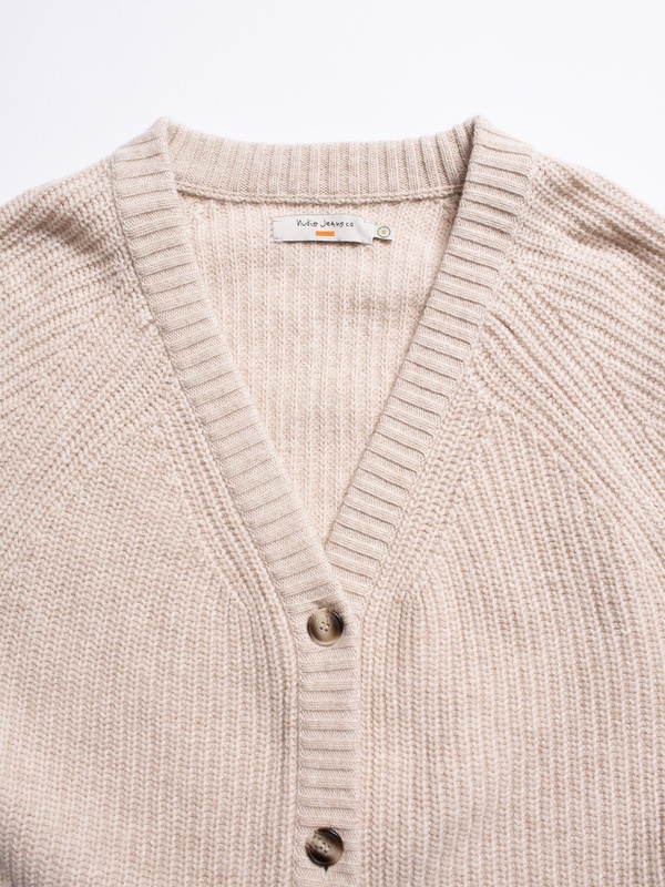 Kristina Rib Knit Cardigan Oat - 4