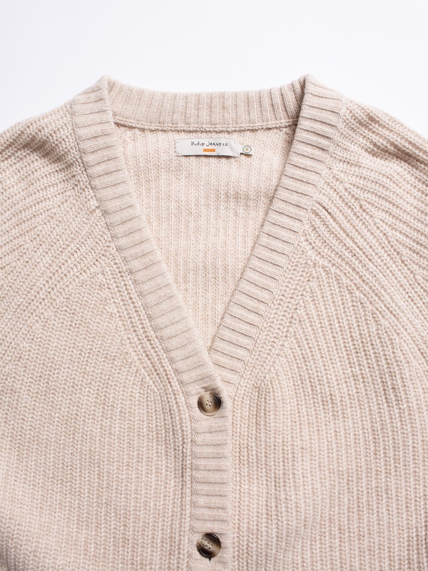 Kristina Rib Knit Cardigan Oat - 3