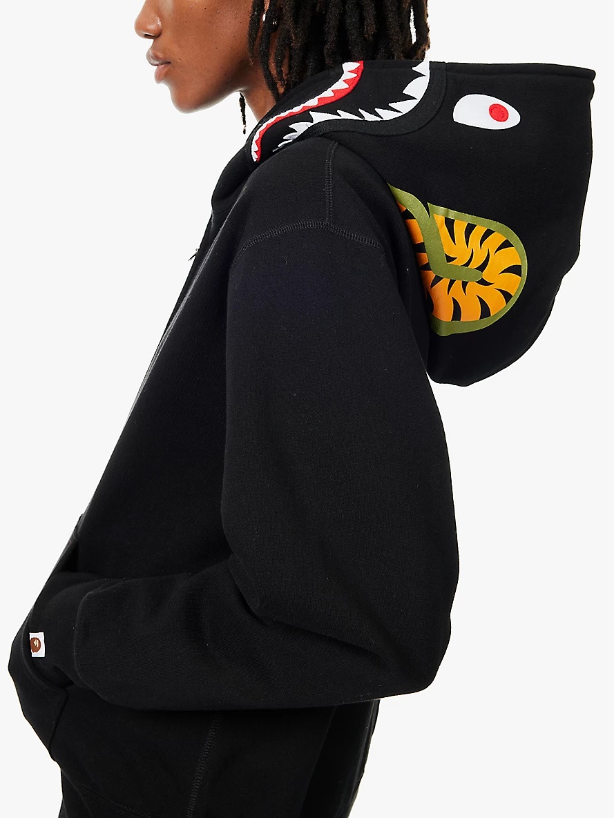 Bape Shark brand-appliqué cotton-jersey hoody - 5