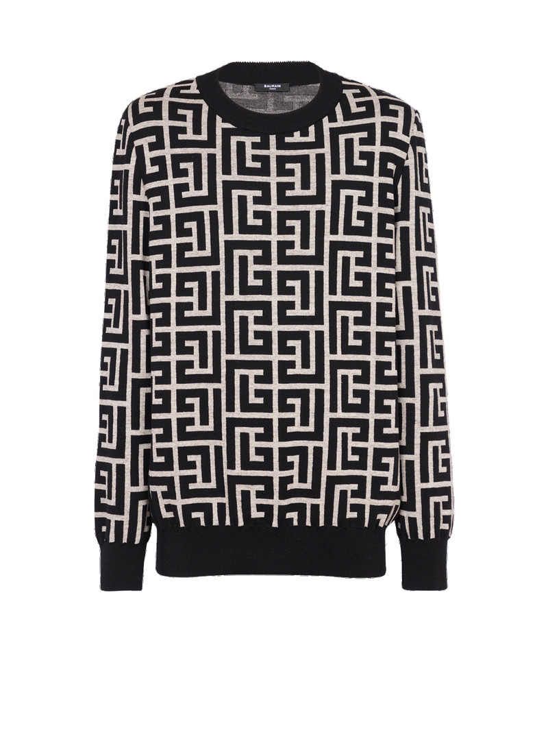 Wool sweater with Balmain monogram 1