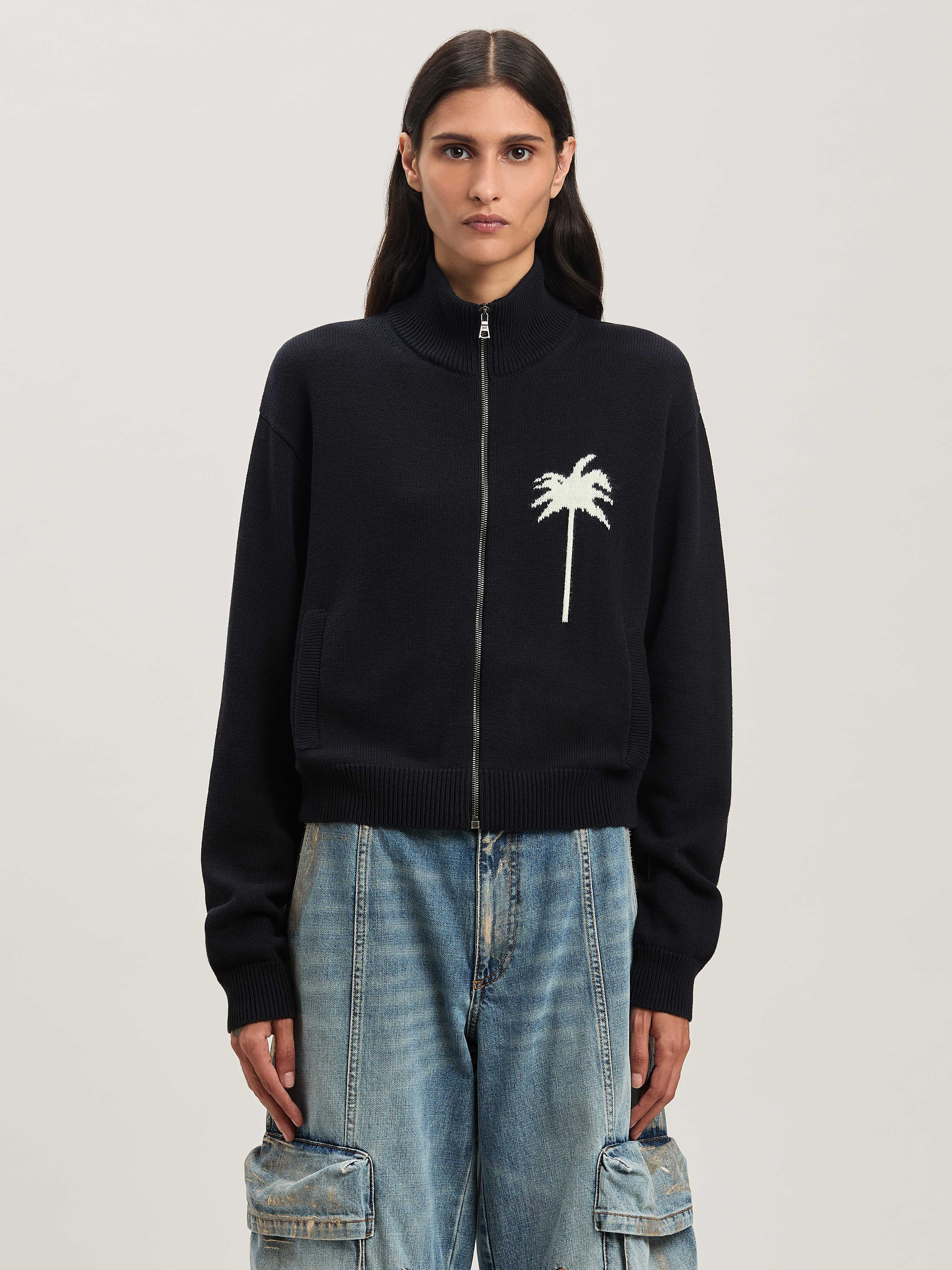 Palm Inlay Track knit jacket - 3