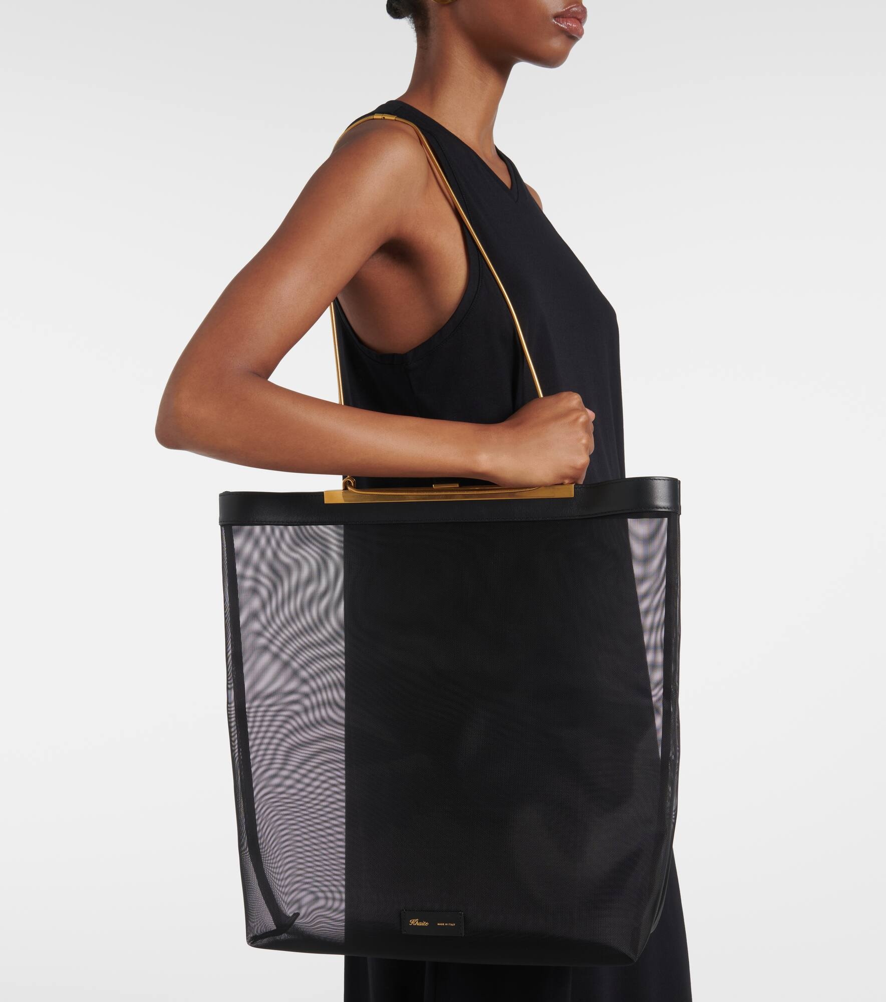 Augusta leather-trimmed mesh shopper - 6