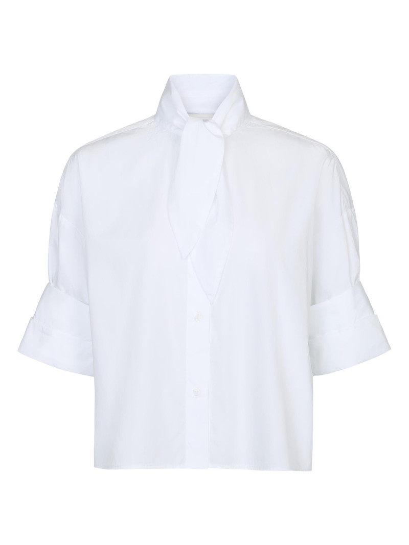Women's Tie One On Cotton Shirt - White 1