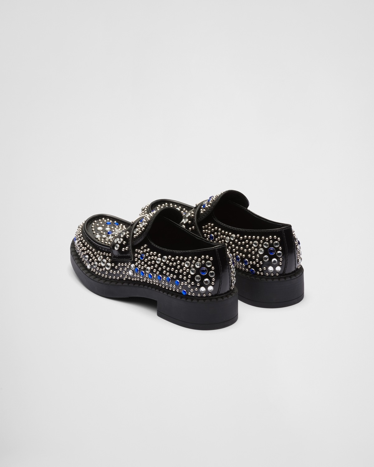 Brushed leather loafers with studs and rhinestones - 5