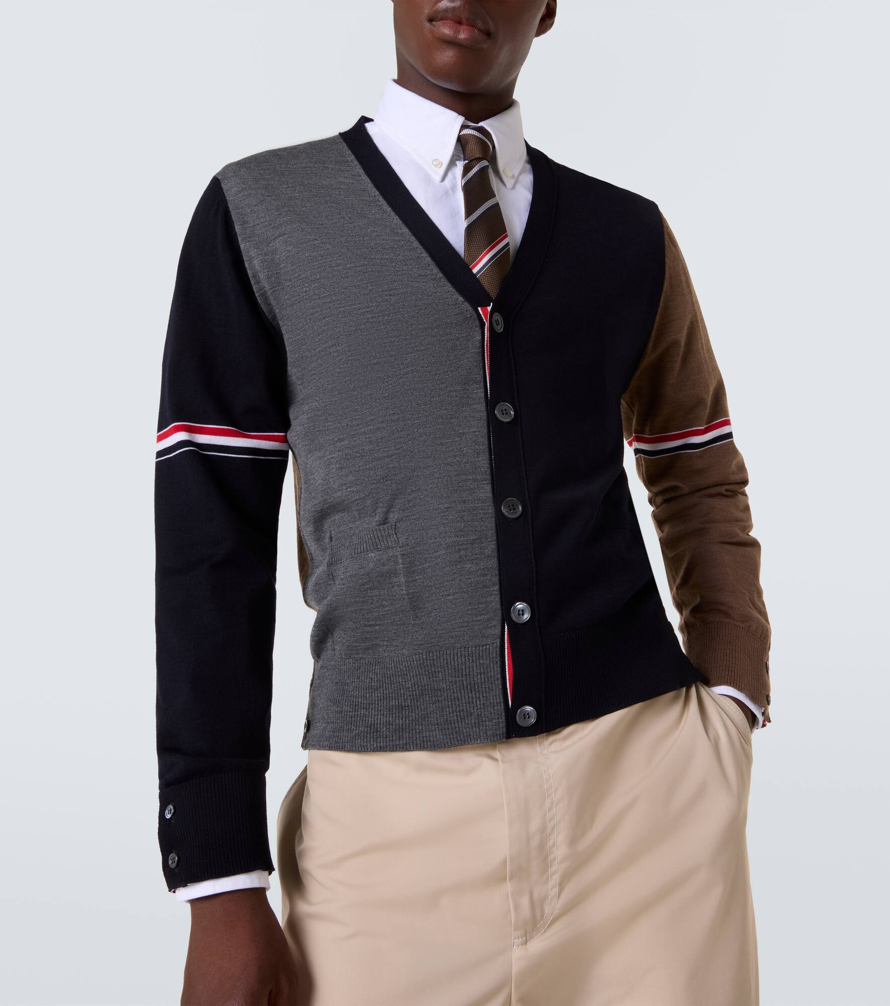 Colorblocked virgin wool cardigan - 5