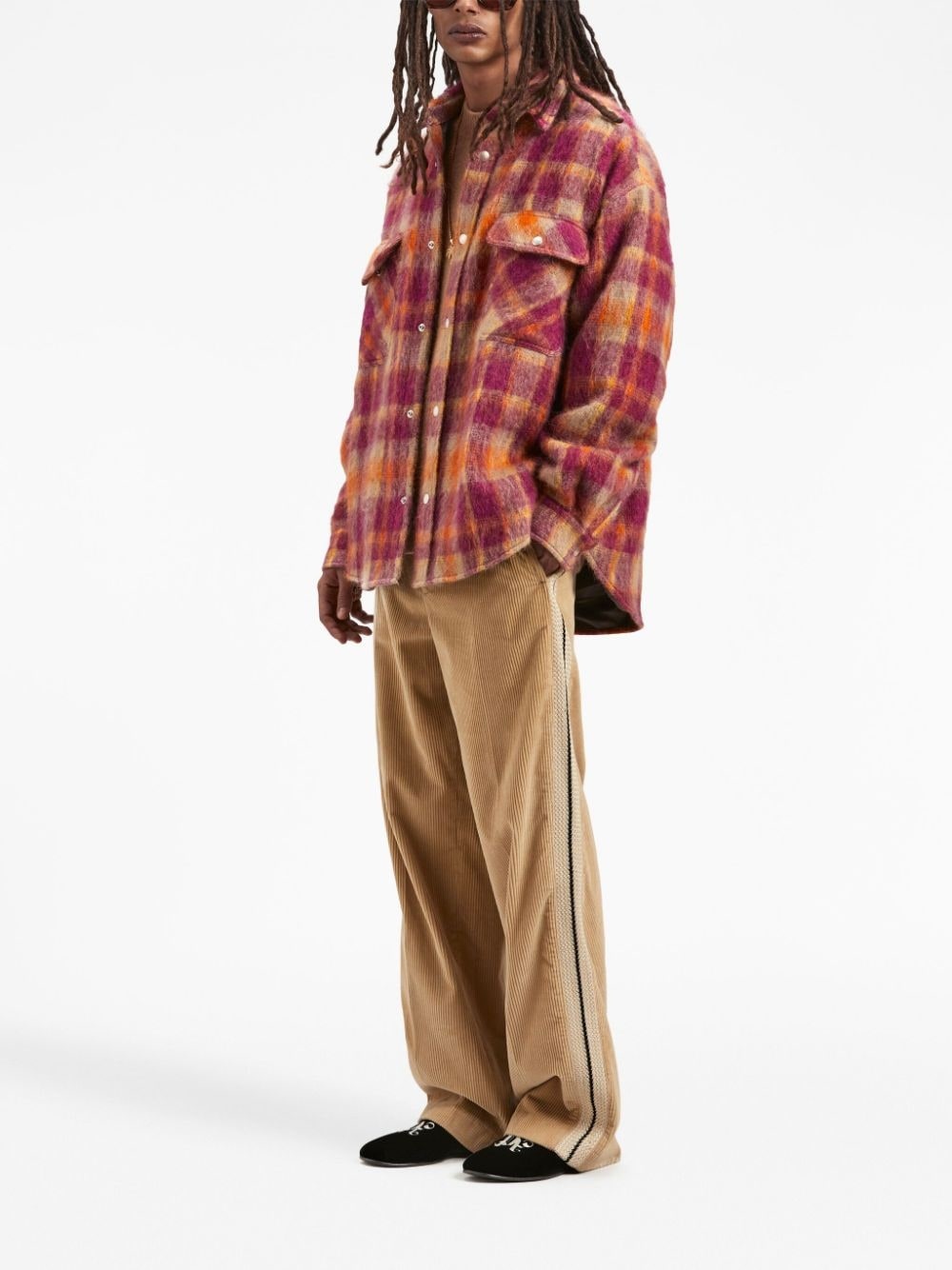 plaid-print shirt jacket - 2