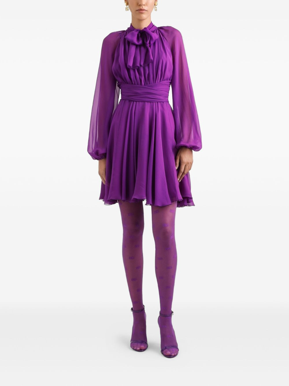 tie-neck pleated dress - 2