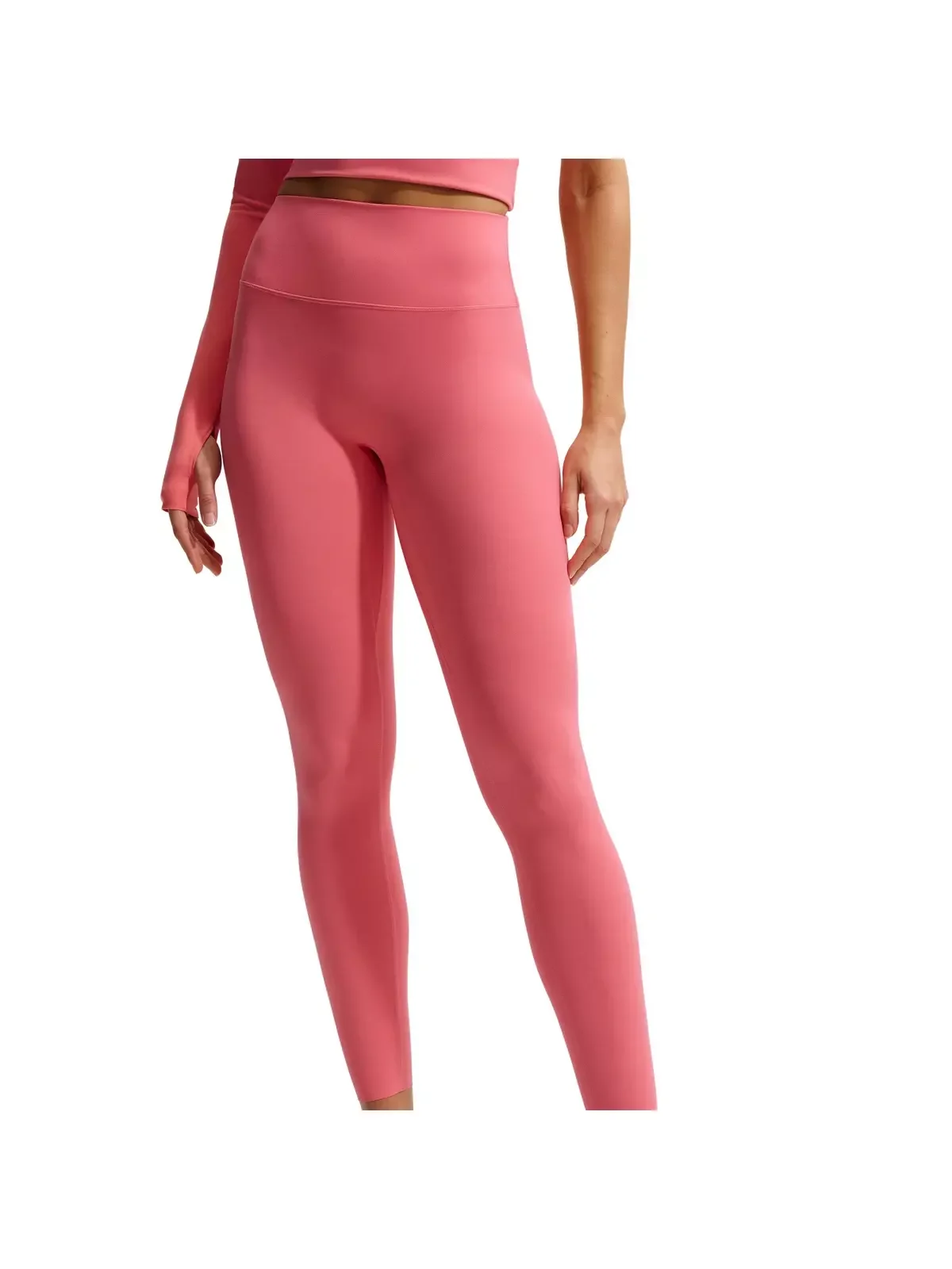Women's Zenvy 7/8 High-Waisted Leggings with No Front Seam -Coral - 1