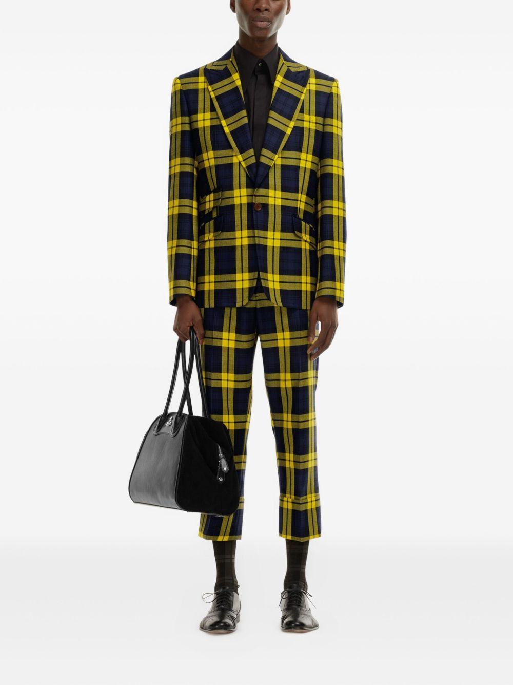 checked wool blazer - 2