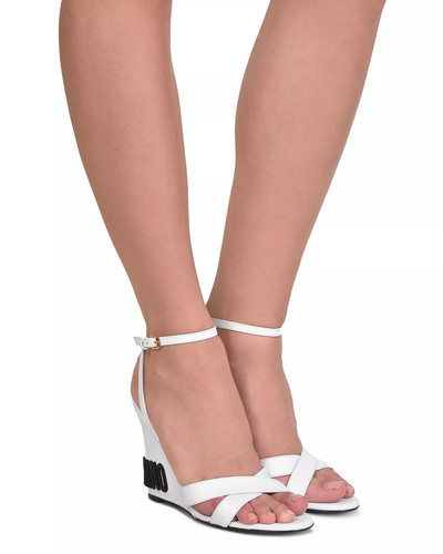 Moschino MoschinoWomen's Logo Crossover Wedge Heel Sandals outlook