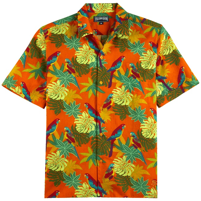 Men Bowling Shirt Linen and Cotton 1998 Les Perroquets - 1