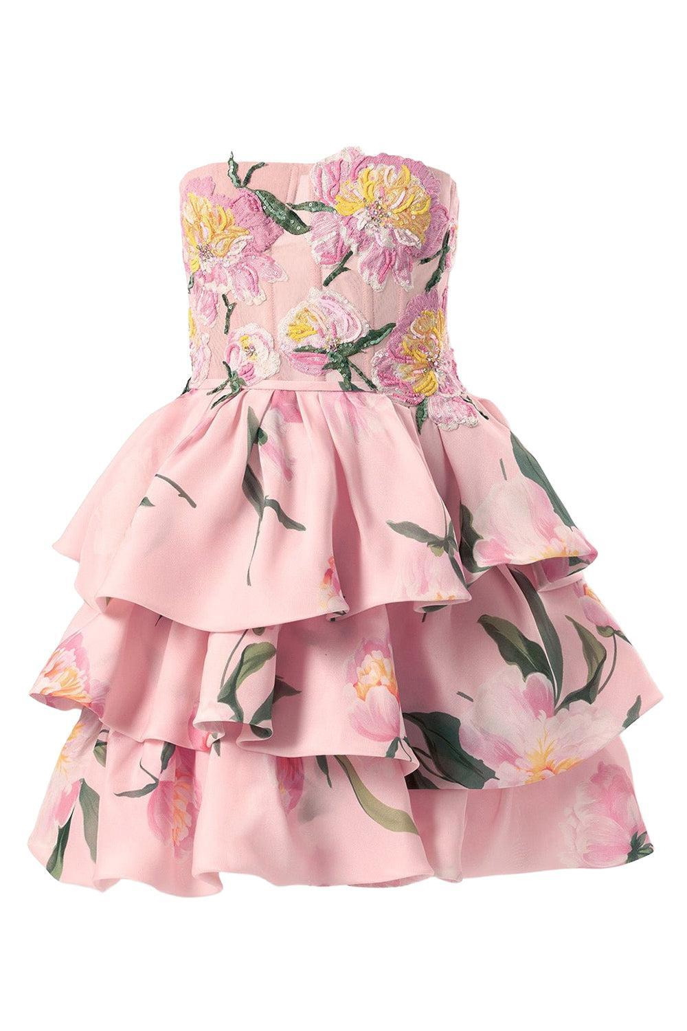 Strapless Ruffled Mini Dress - 1