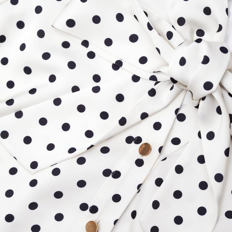 Cream Polka Dot Satin Blouse 5