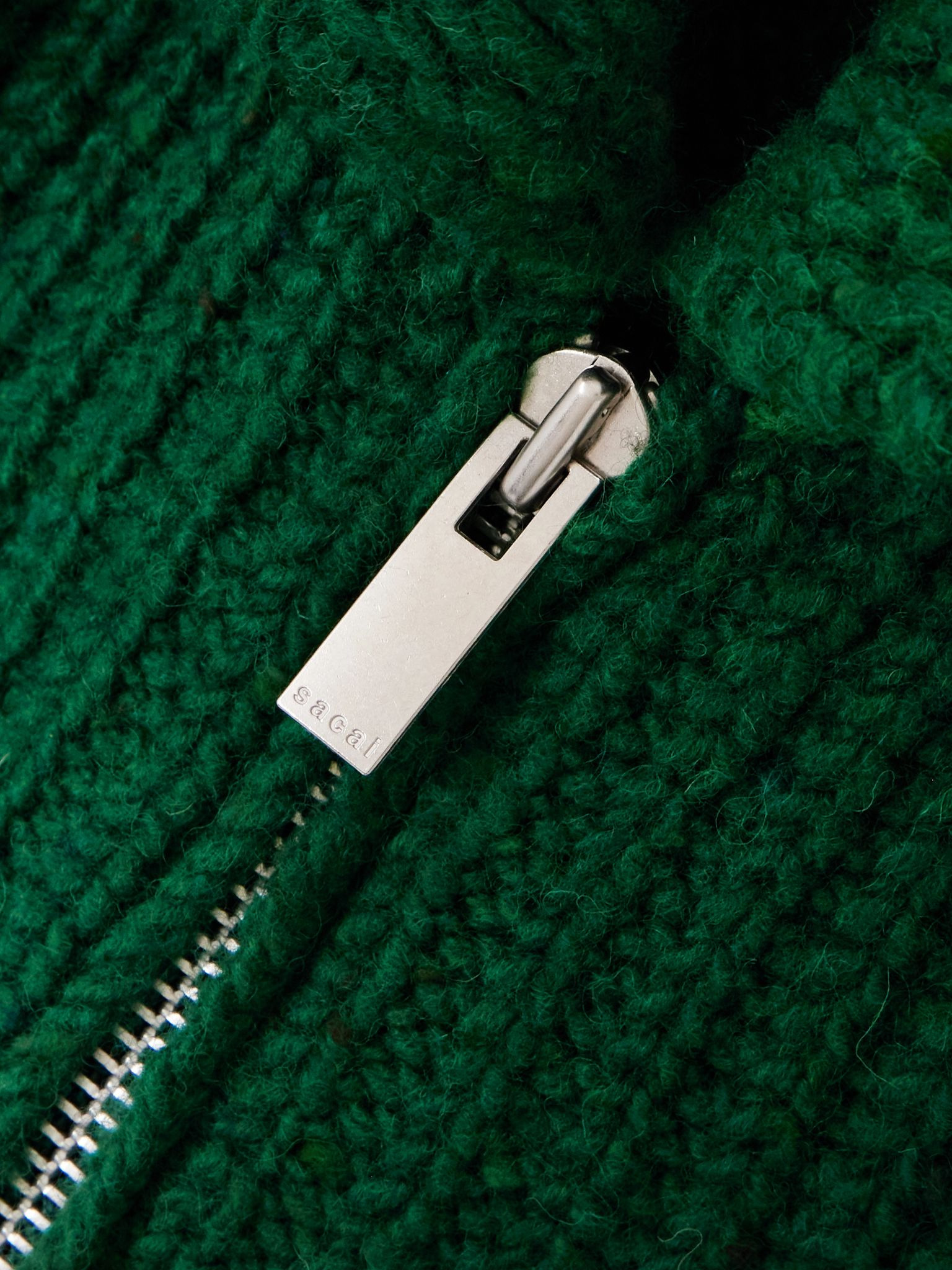 Ribbed garment-dyed wool cardigan Green - 5