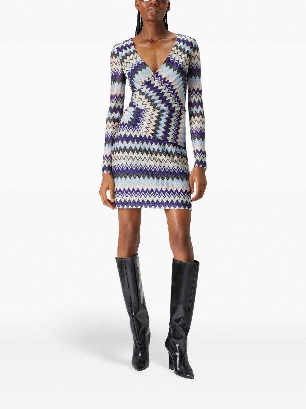 Zigzag-pattern mini dress - 2