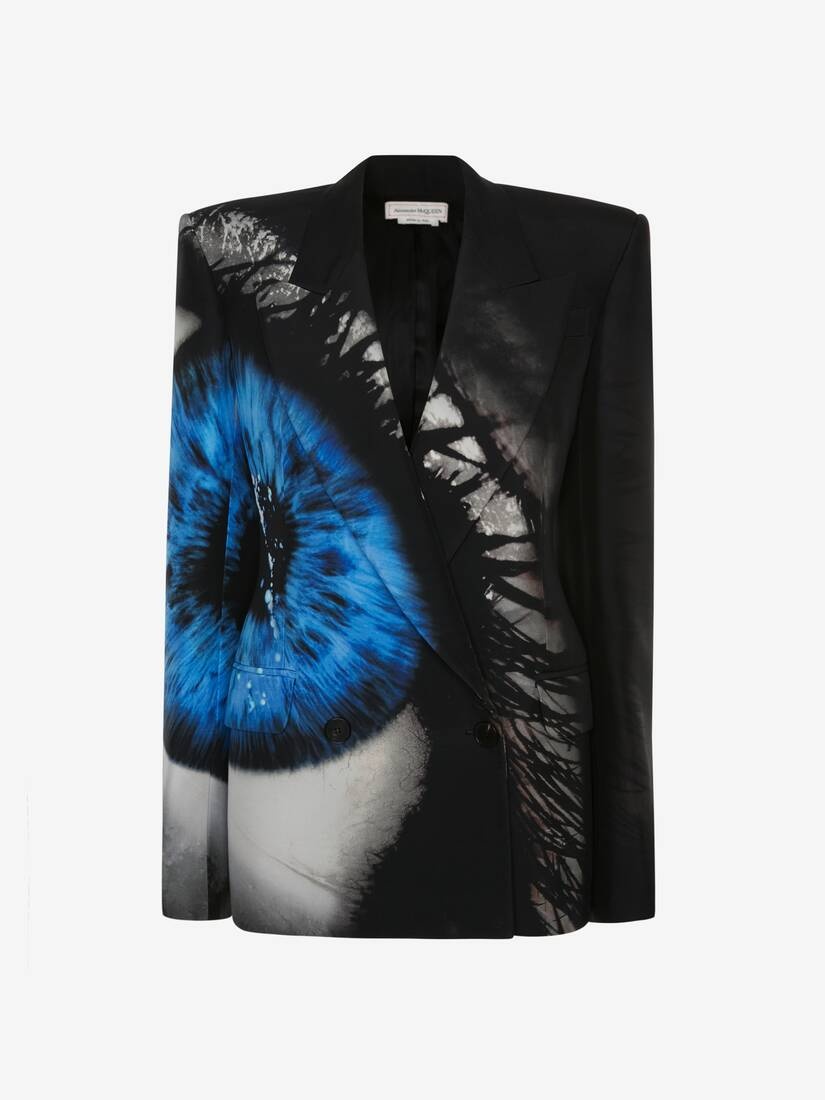 Women's Iris Double-breasted Jacket in Black/galactic Blue - 1