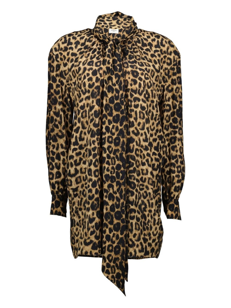 leopard-print tie-detail dress 1