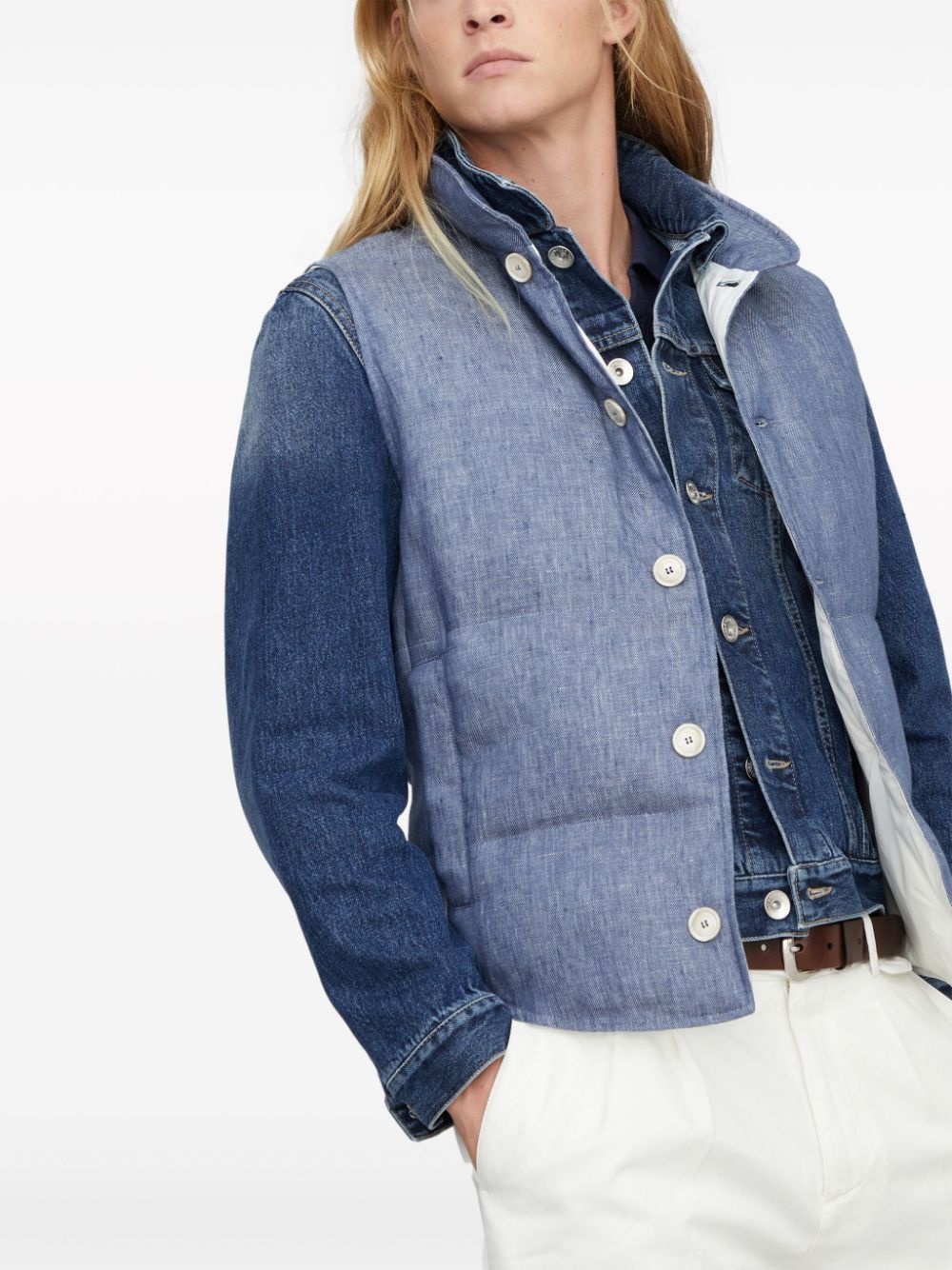 padded linen gilet - 6