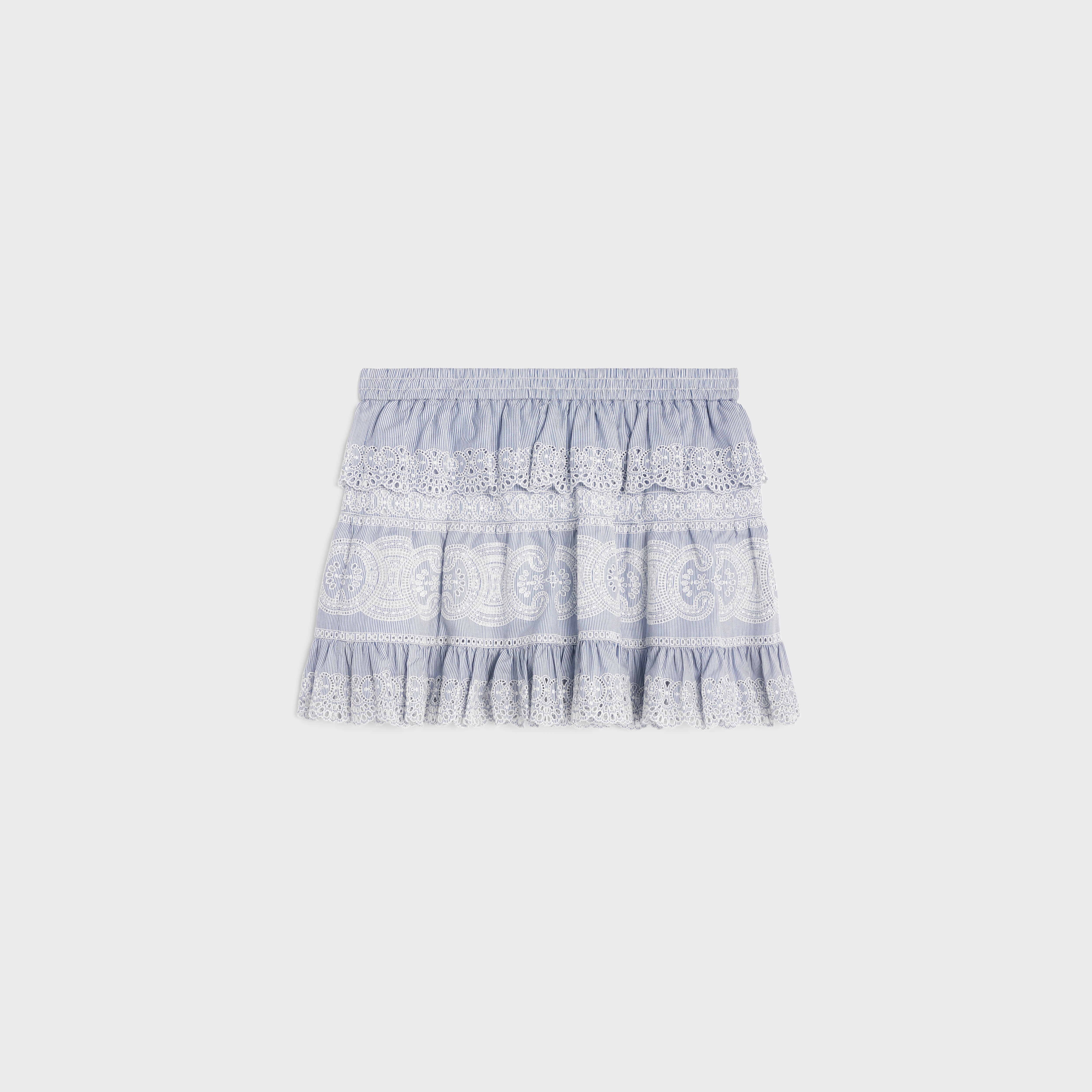 embroidered mini skirt in striped cotton and cashmere - 2