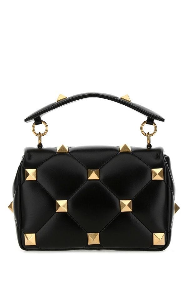 Black nappa leather medium Roman Stud handbag - 3