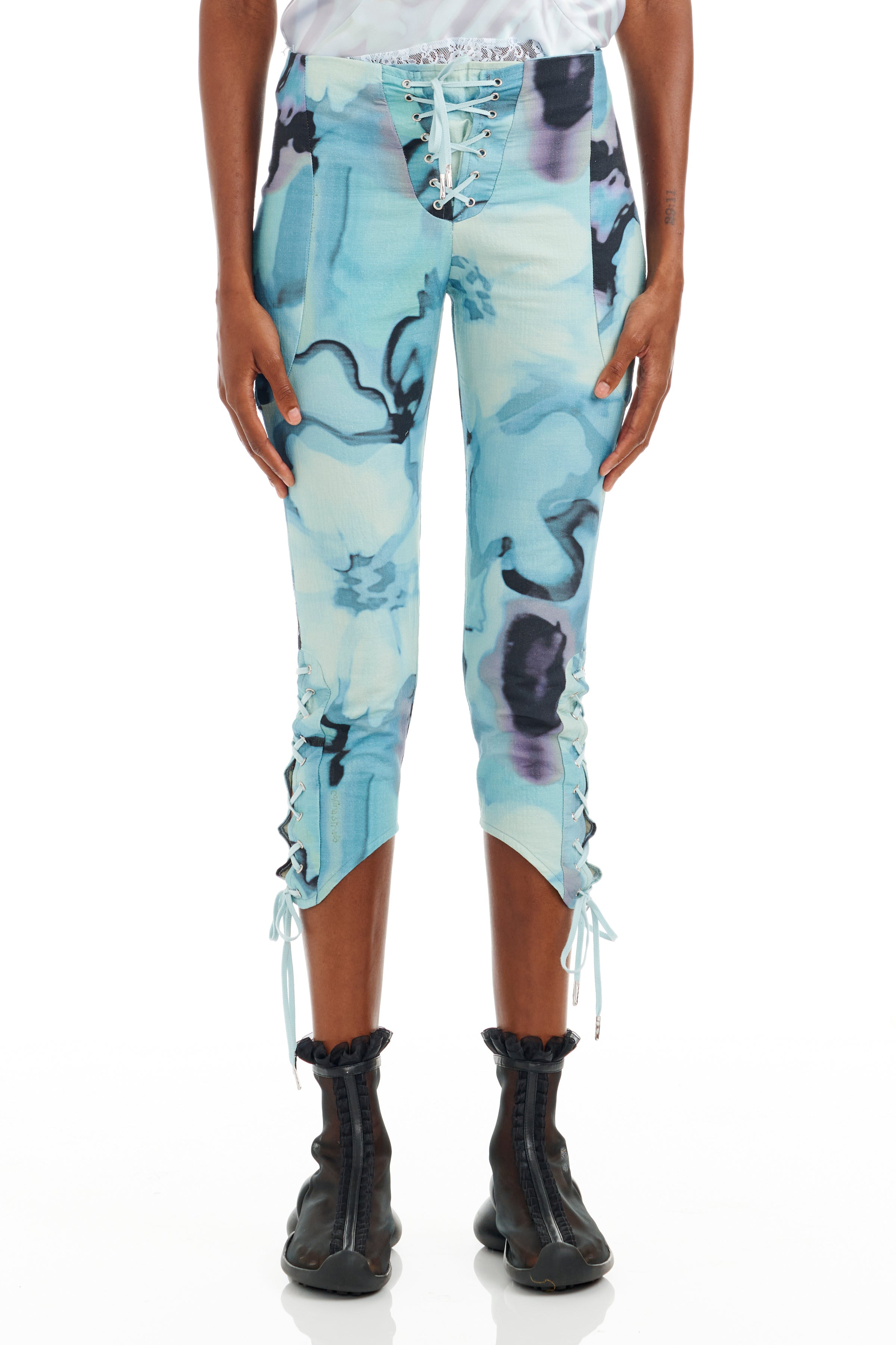 SKY WATERCOLOR FLORAL BANEBERRY PANT - 3