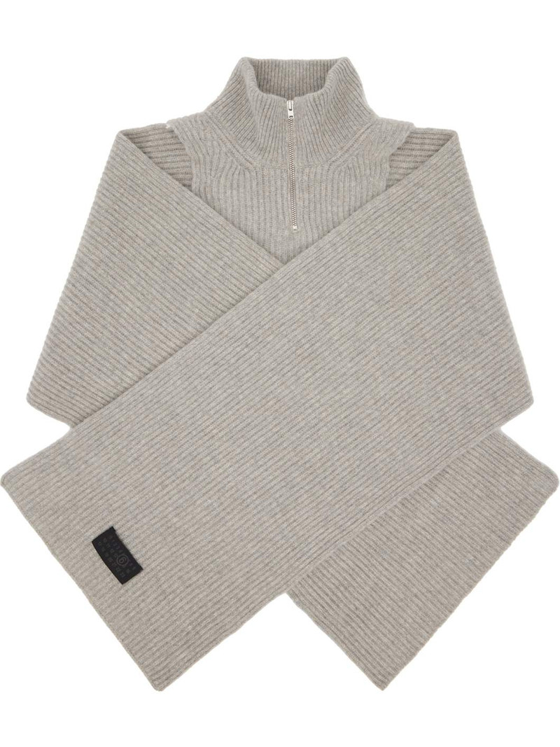 Gray Fisherman Knit Camionneur Scarf 1