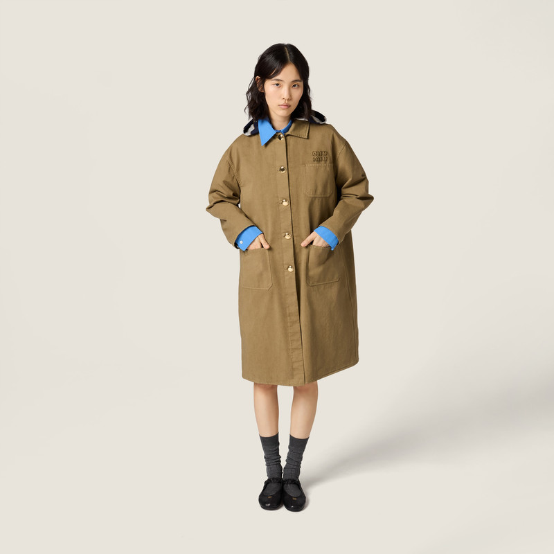 Miu Miu Old gabardine single-breasted coat outlook