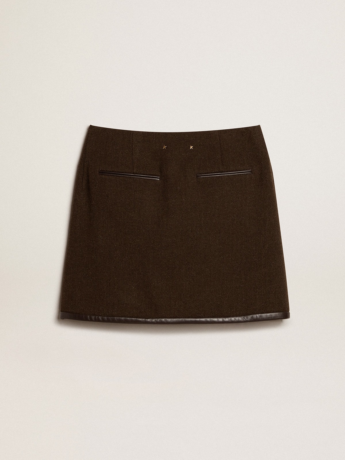 Bark-colored wool miniskirt - 5