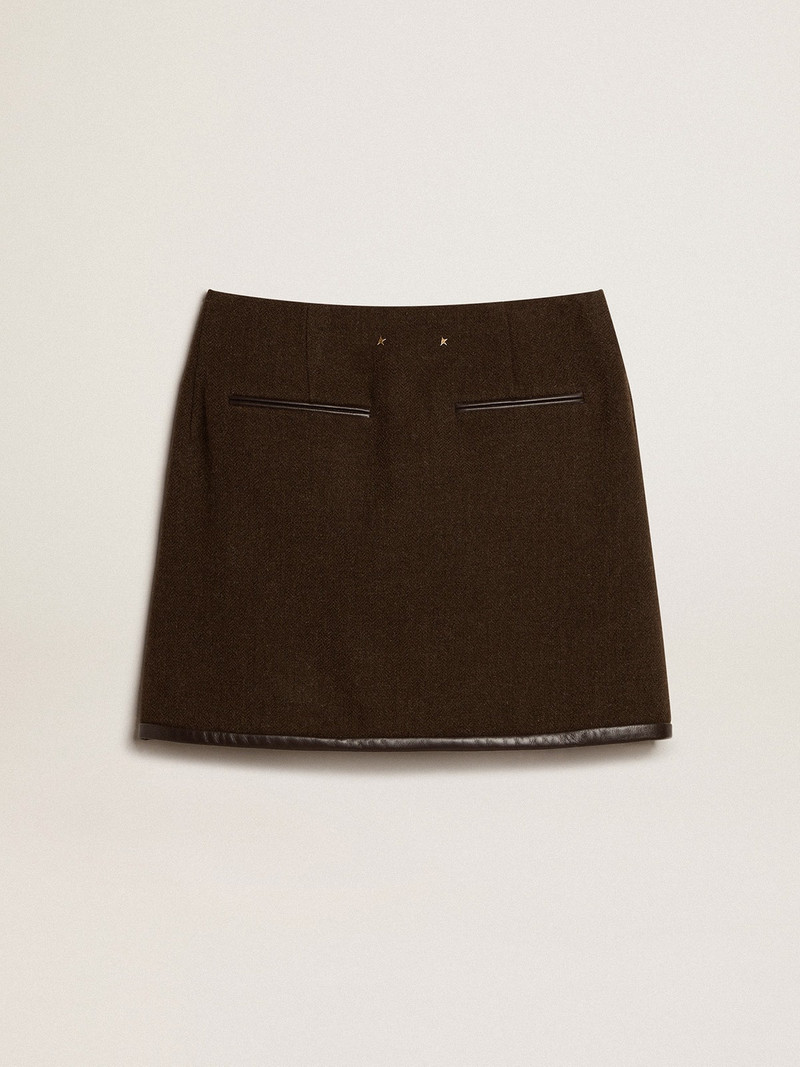 Bark-colored wool miniskirt 5