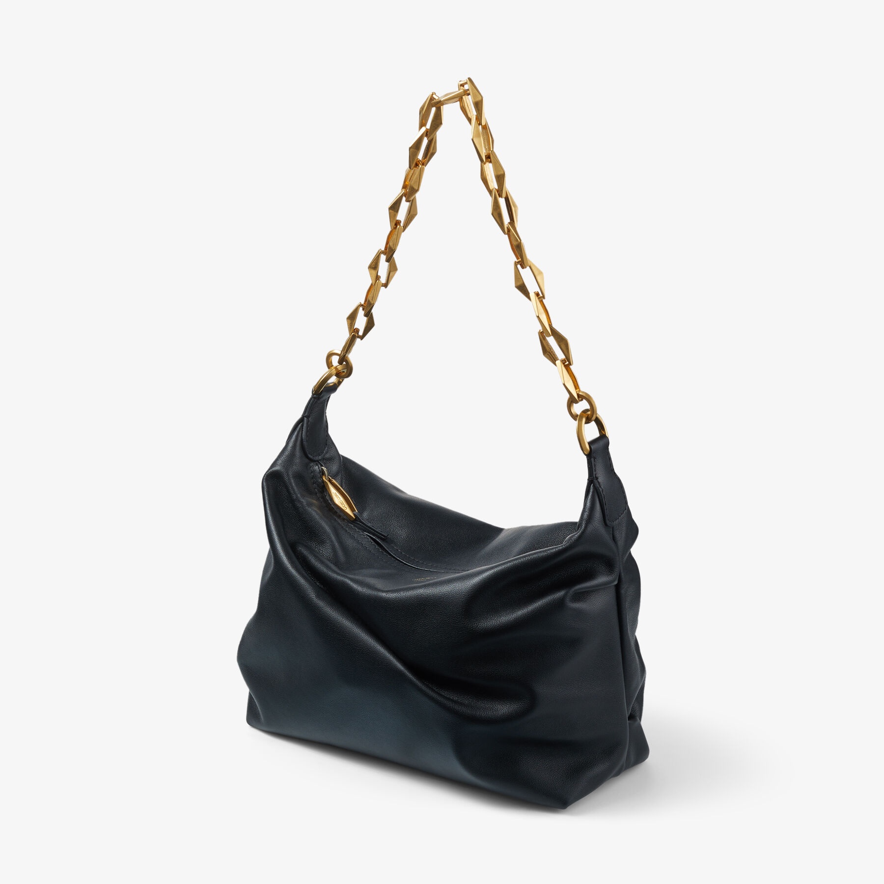 Diamond Soft Hobo S
Black Soft Calf Leather Hobo Bag with Chain Strap - 4