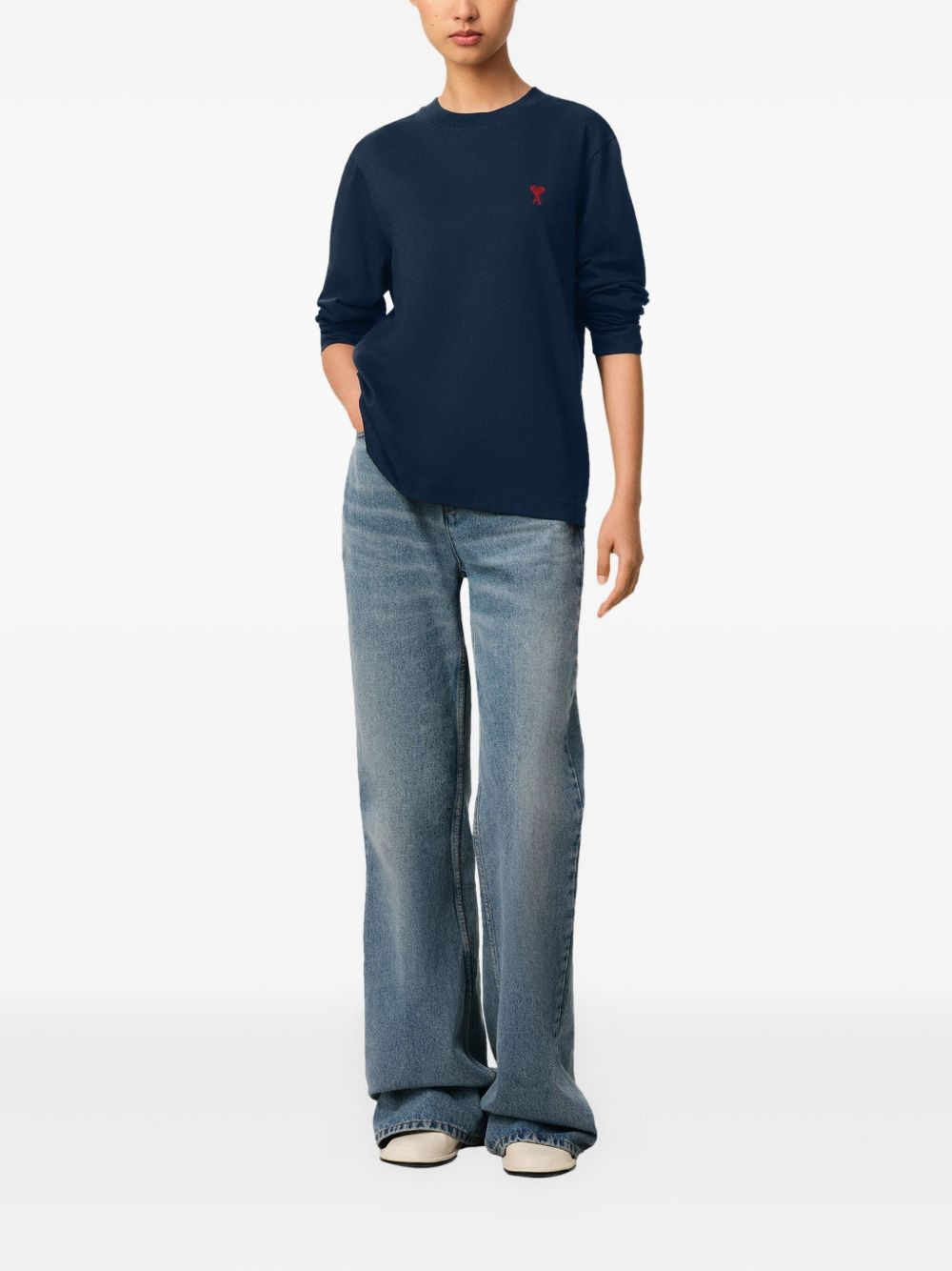 embroidered logo organic cotton longsleeved shirt - 3