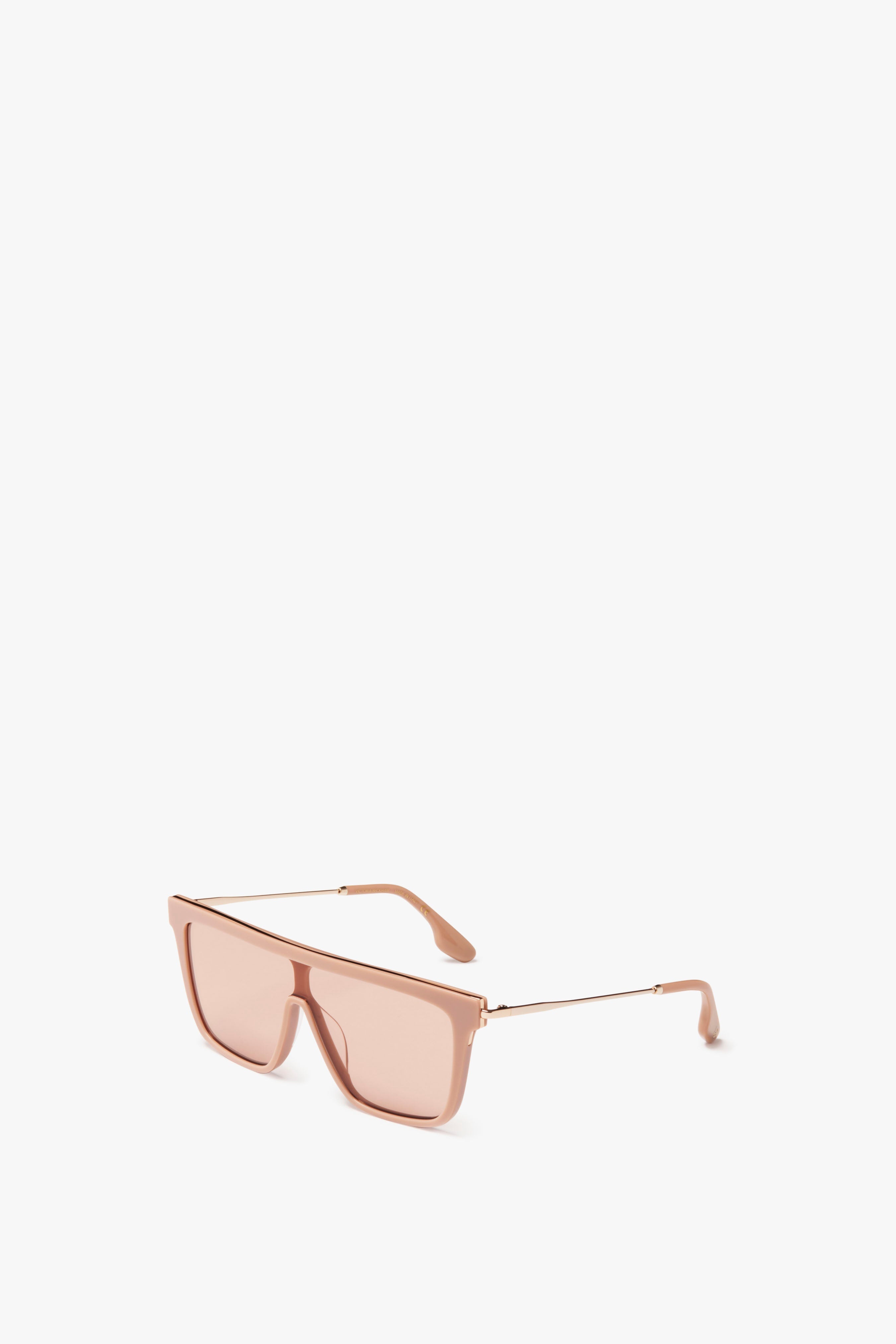 Rectangular Shield Sunglasses In Nude - 2