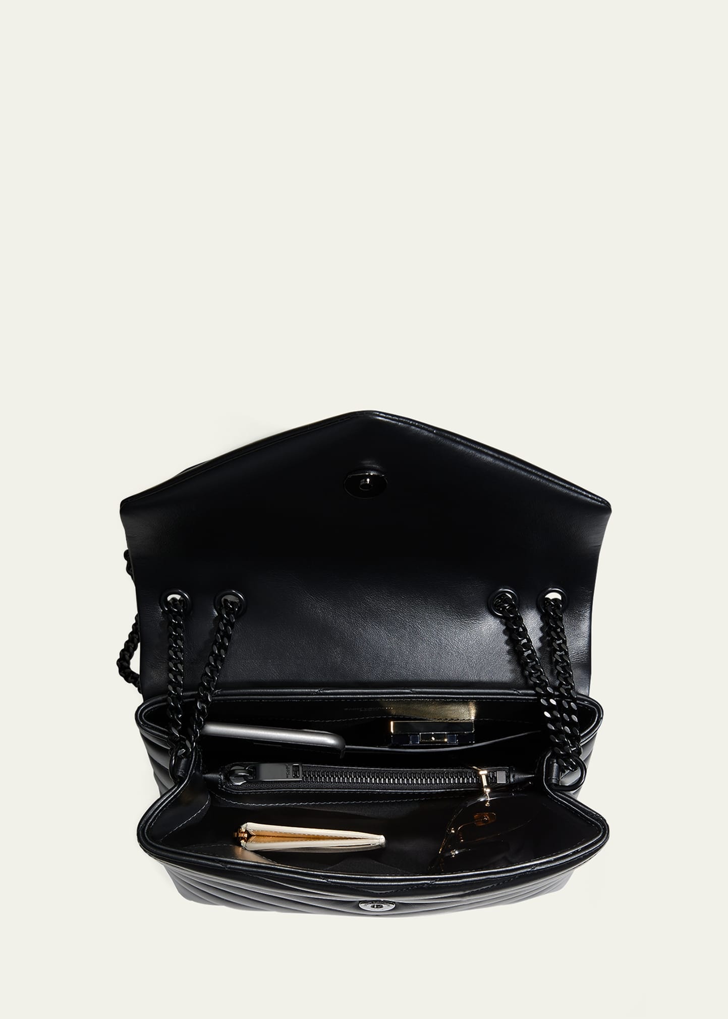Loulou Small Matelasse Calfskin Flap-Top Shoulder Bag, Matte Black Hardware - 5