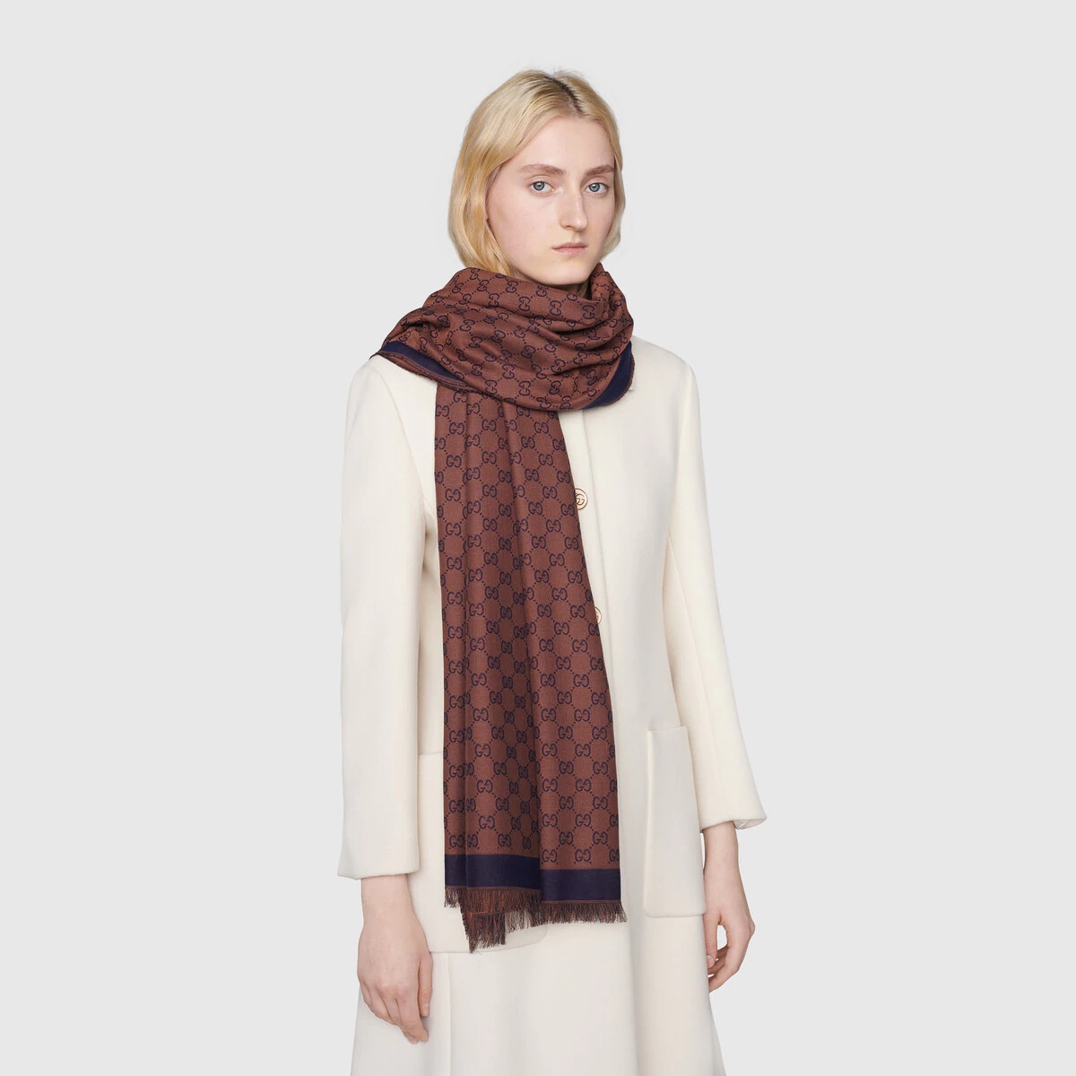 GG jacquard cotton stole - 3