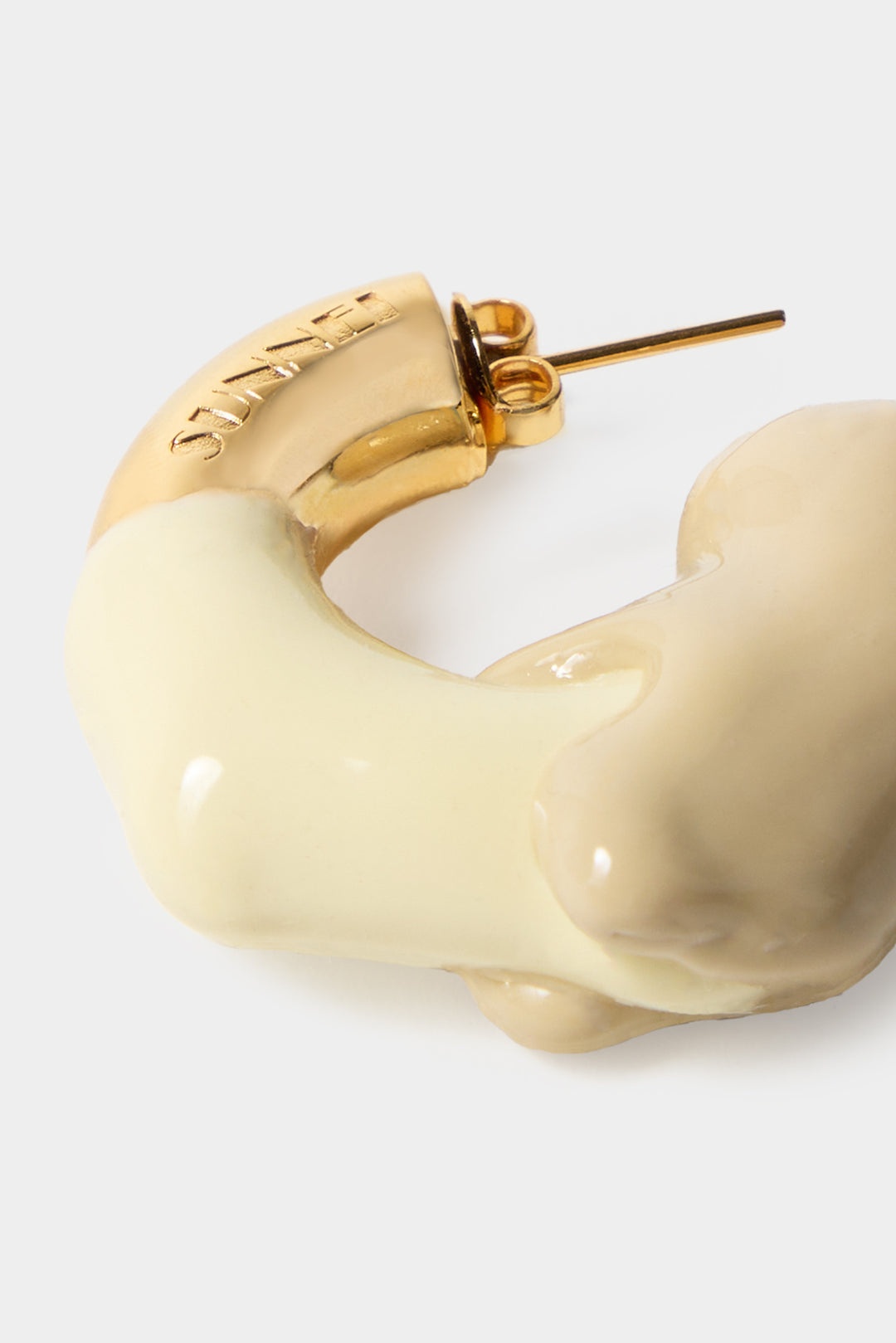 SMALL RUBBERIZED EARRINGS GOLD / cream & beige - 3