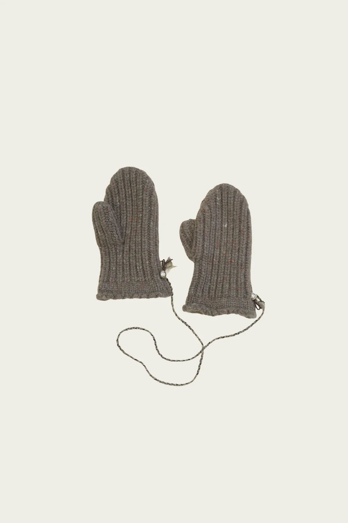 Knit Mittens - Flecked Light Brown - 1