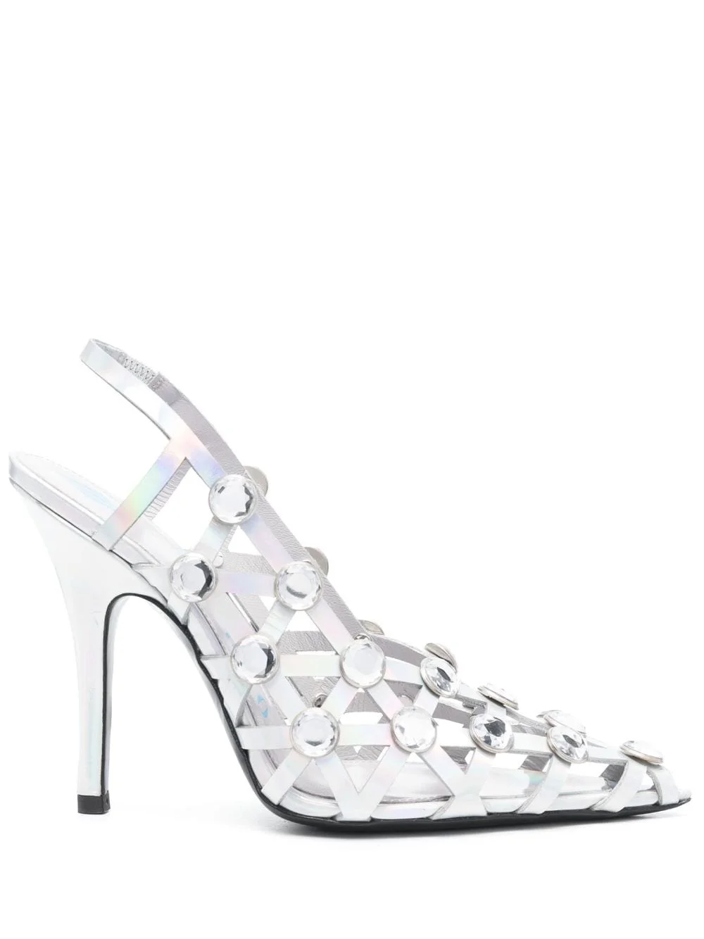 Grid 105mm holographic caged slingbacks - 1
