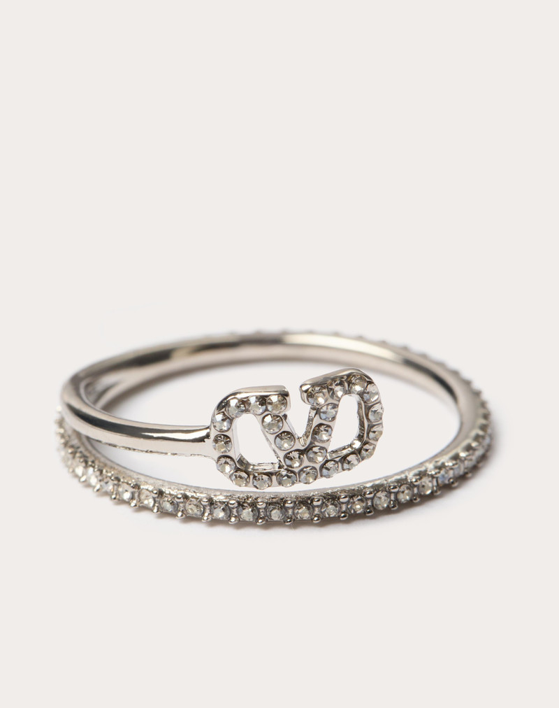 Valentino VLOGO SIGNATURE METAL AND SWAROVSKI® CRYSTAL RING outlook