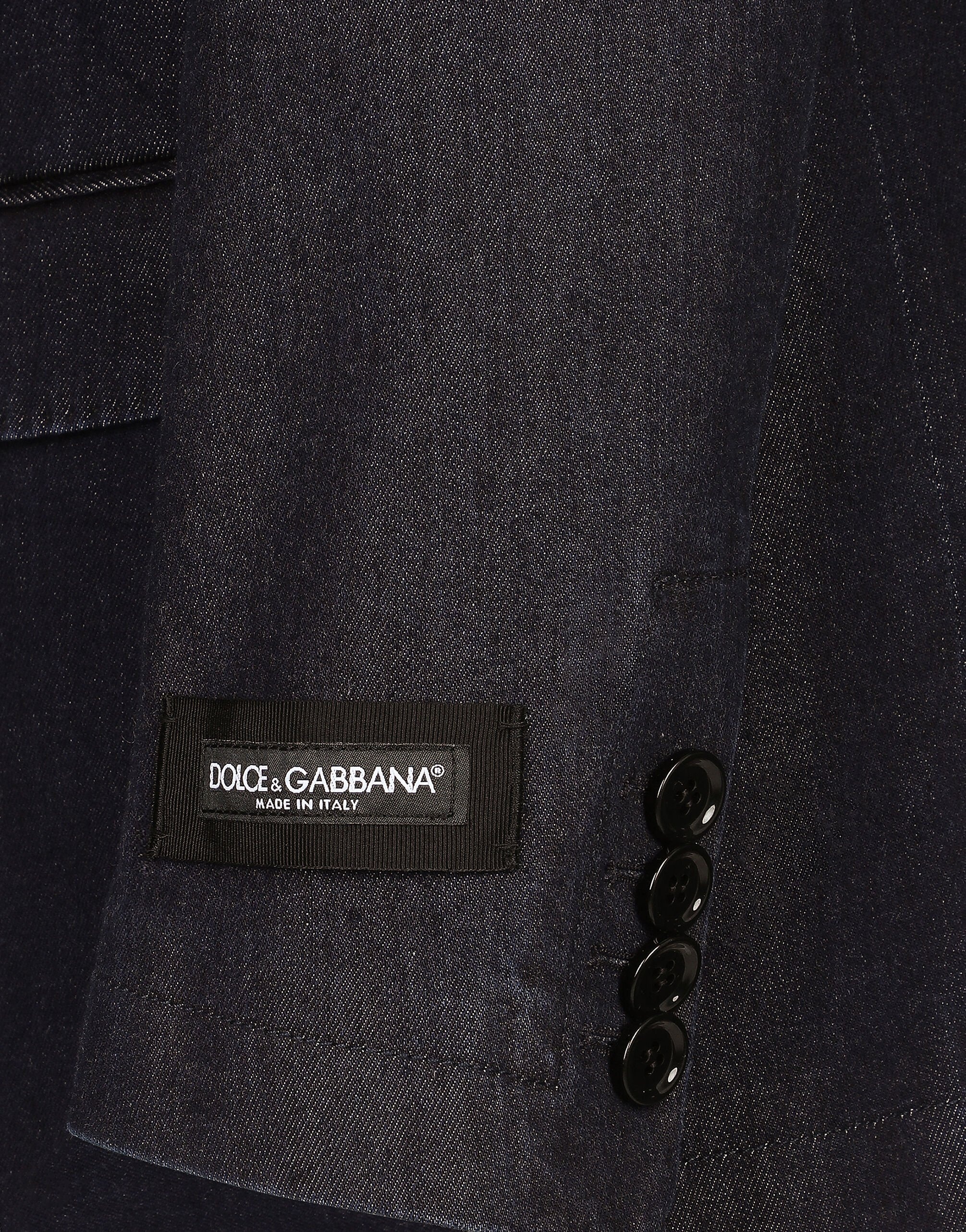 Double-breasted silk and cotton denim Taormina-fit jacket - 5