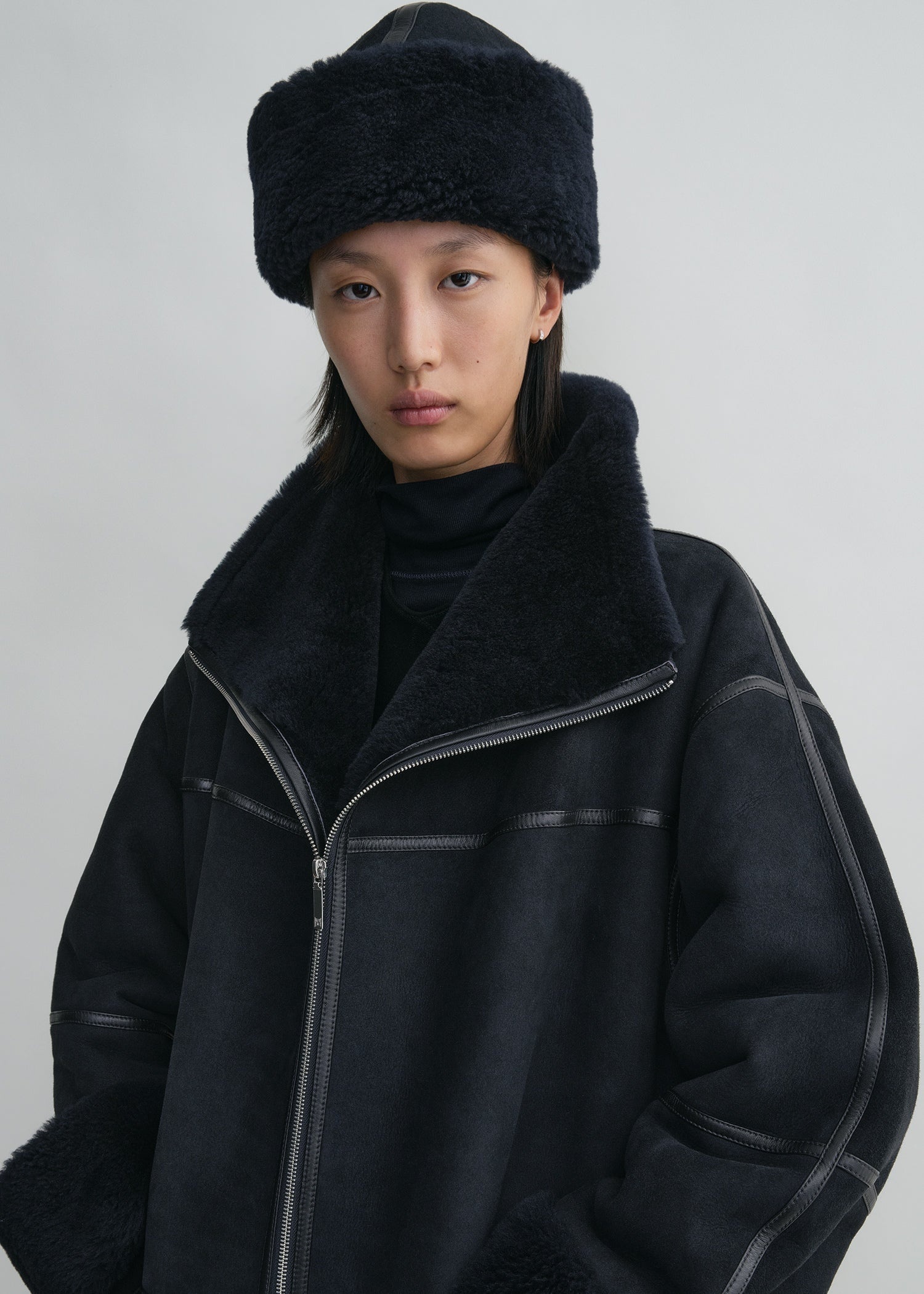 Signature shearling jacket navy - 5