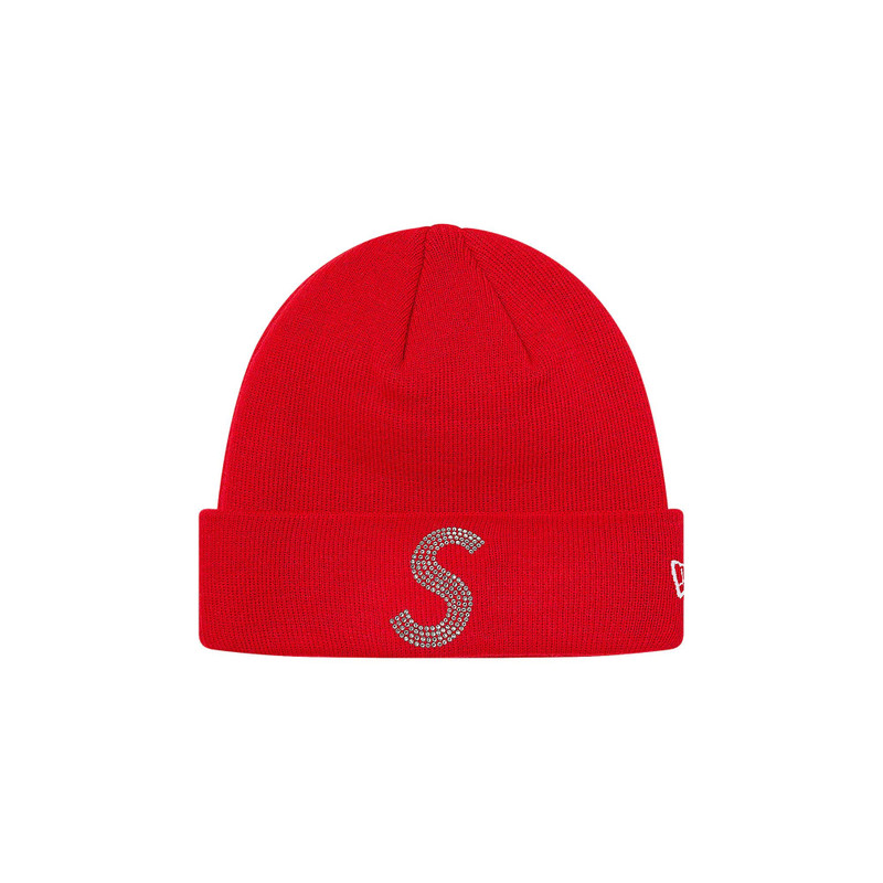Supreme x New Era x Swarovski S Logo Beanie 'Red' - 1