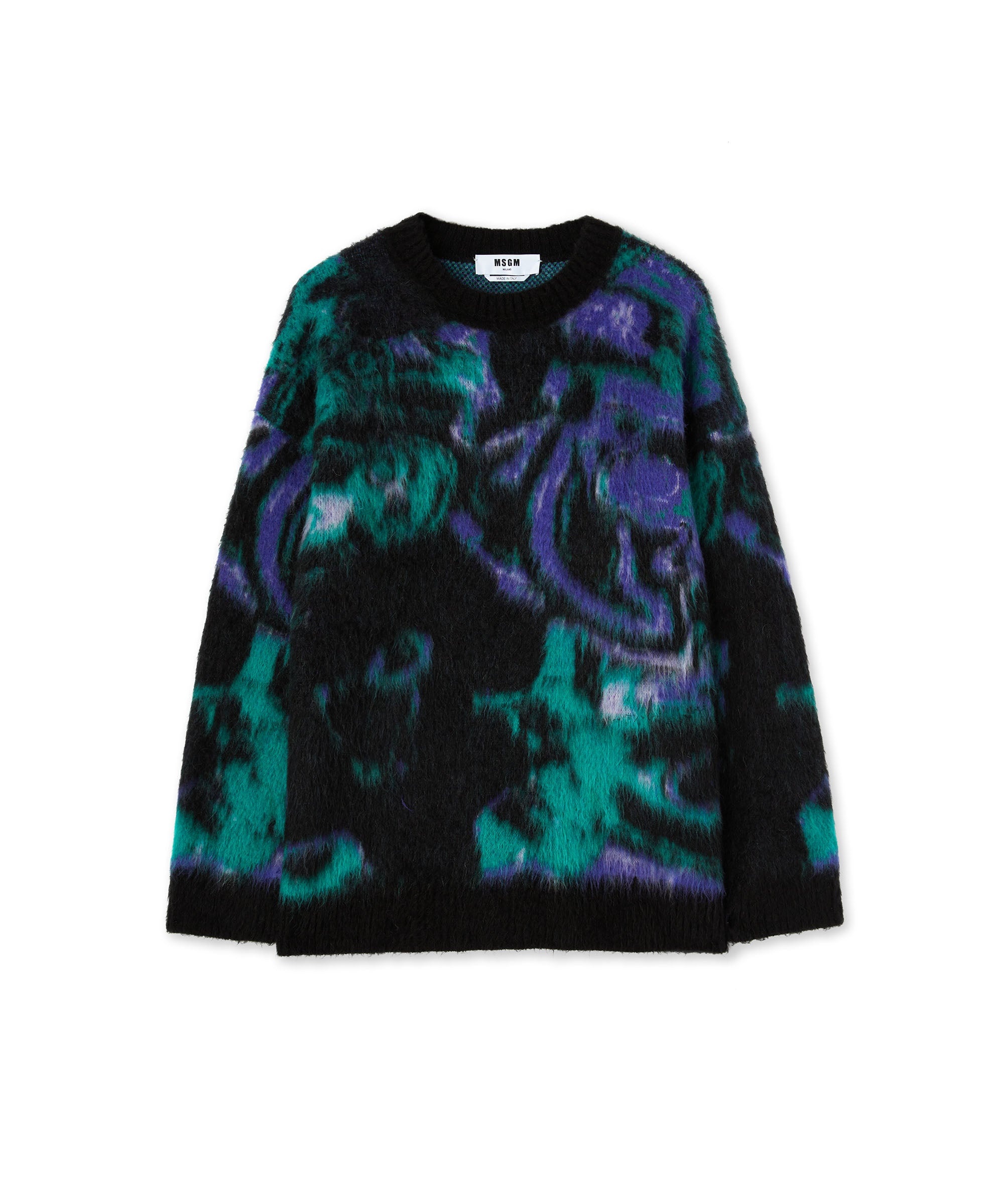 Rounded-collar sweater with "Magma" print - 1