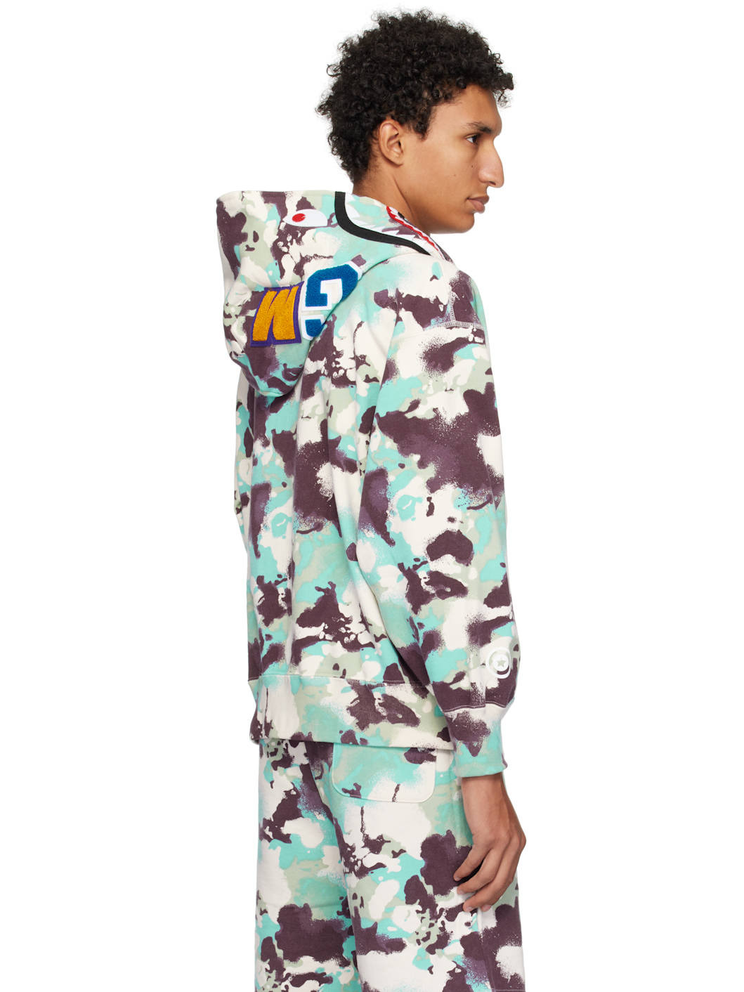 Blue & Purple Map Camo Shark Full Zip Hoodie - 3
