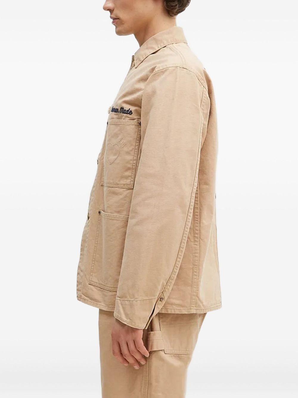 embroidered-logo shirt jacket - 2