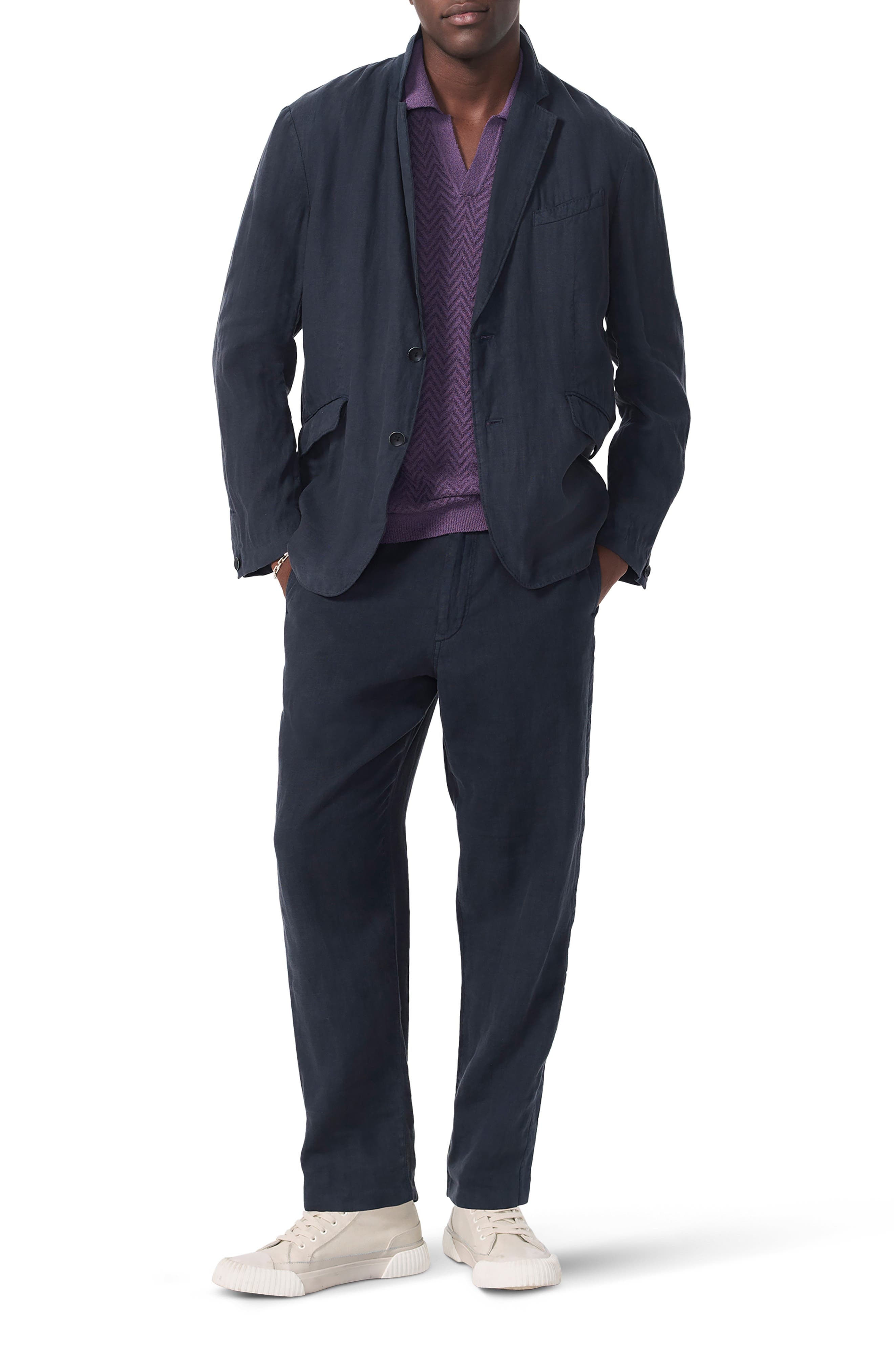 rag & bone Zuma Johnny Collar Chevron Terry Cloth Polo in Purple at Nordstrom - 4