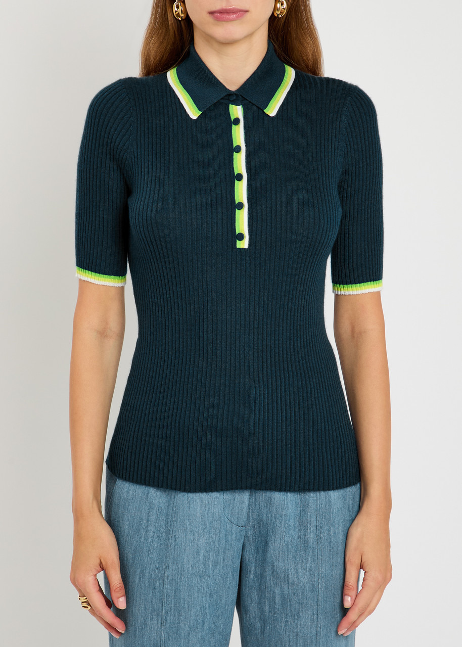 Gabriela Hearst Perro Ribbed Cashmere and Silk-blend Polo Shirt - 2
